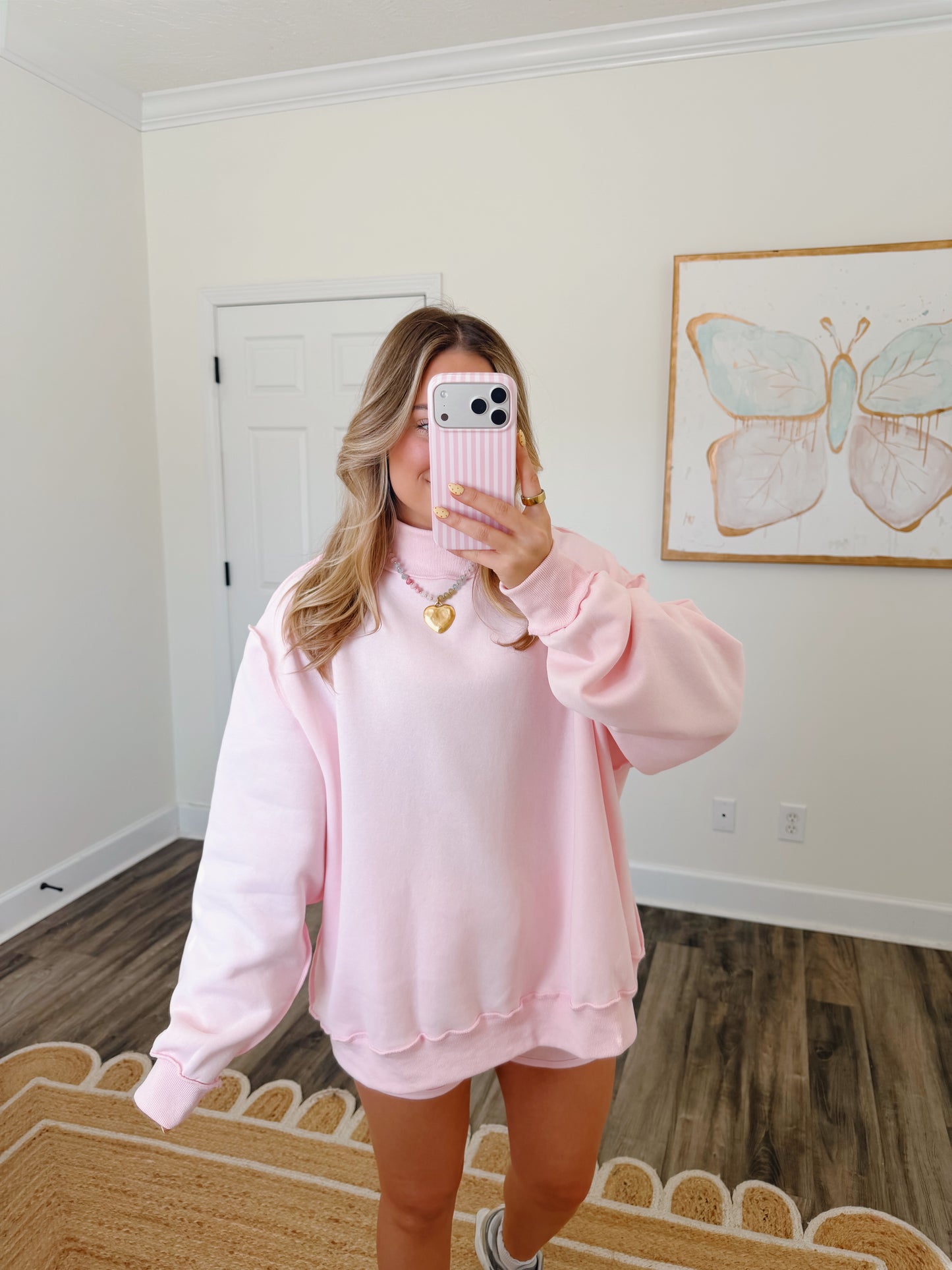 Ballet Pink Oversized Mockneck
