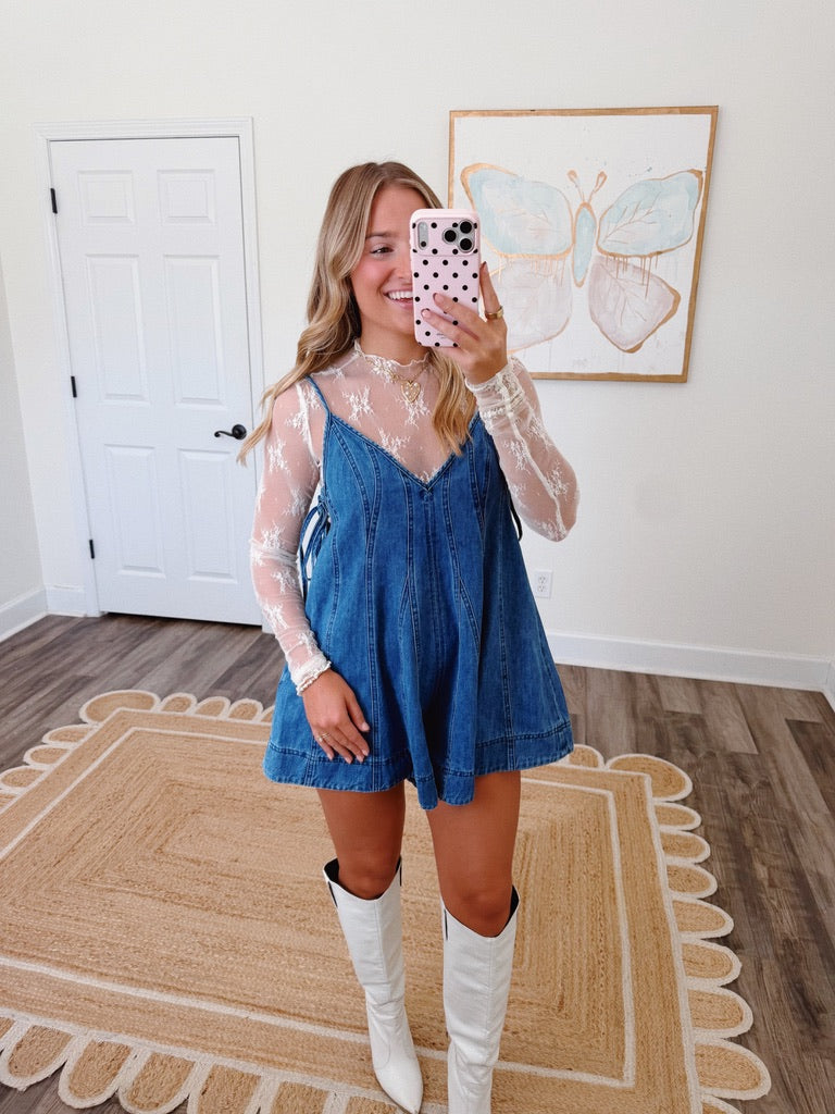 Take It Easy Denim Romper
