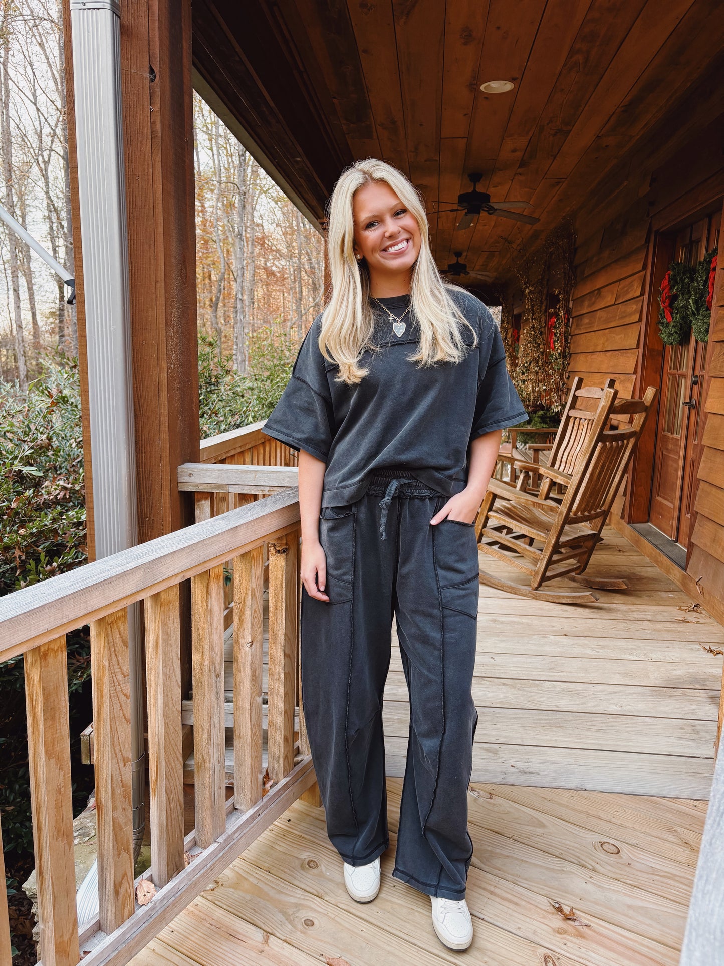 Charcoal Barrel Pants Set