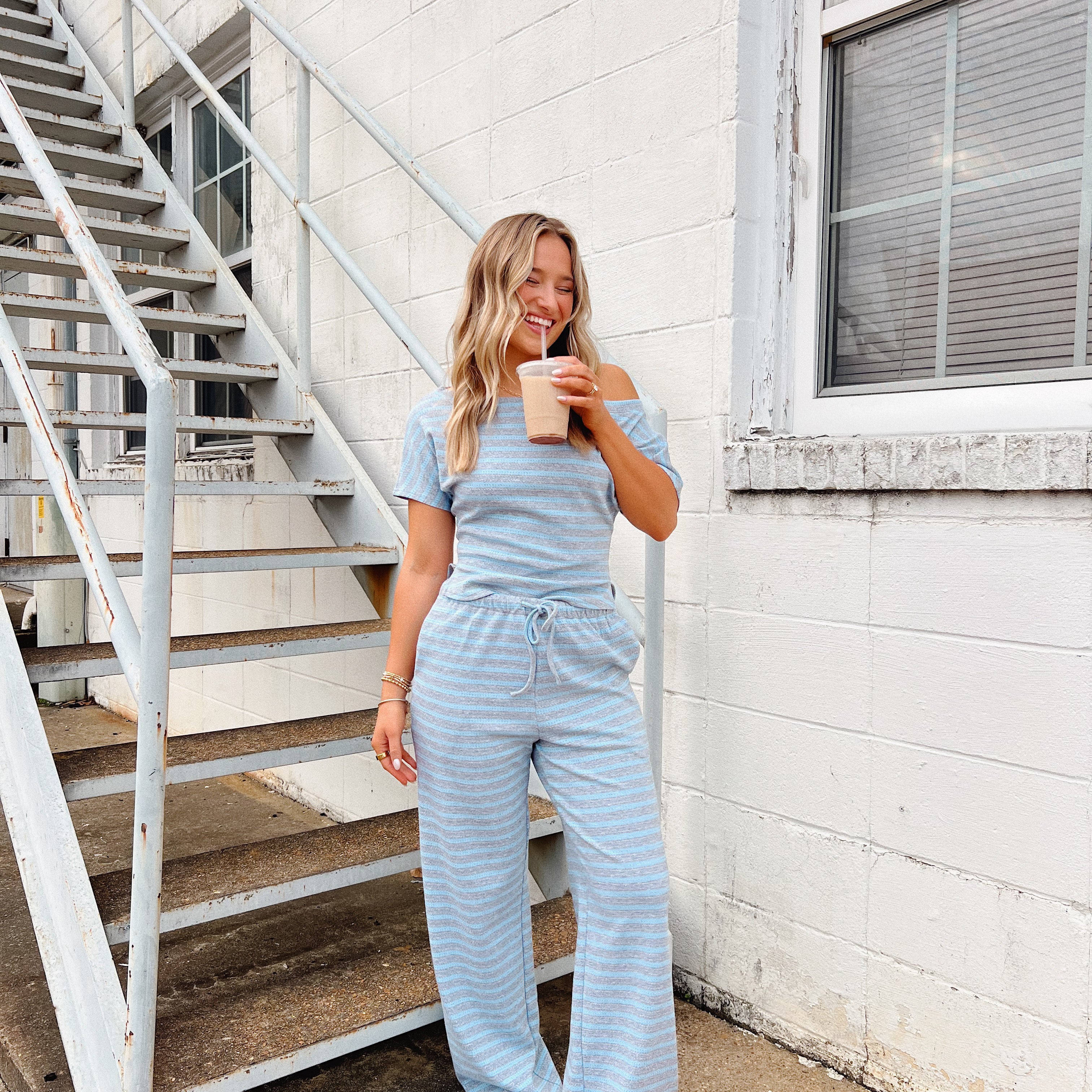 Cloudy Day Striped Set