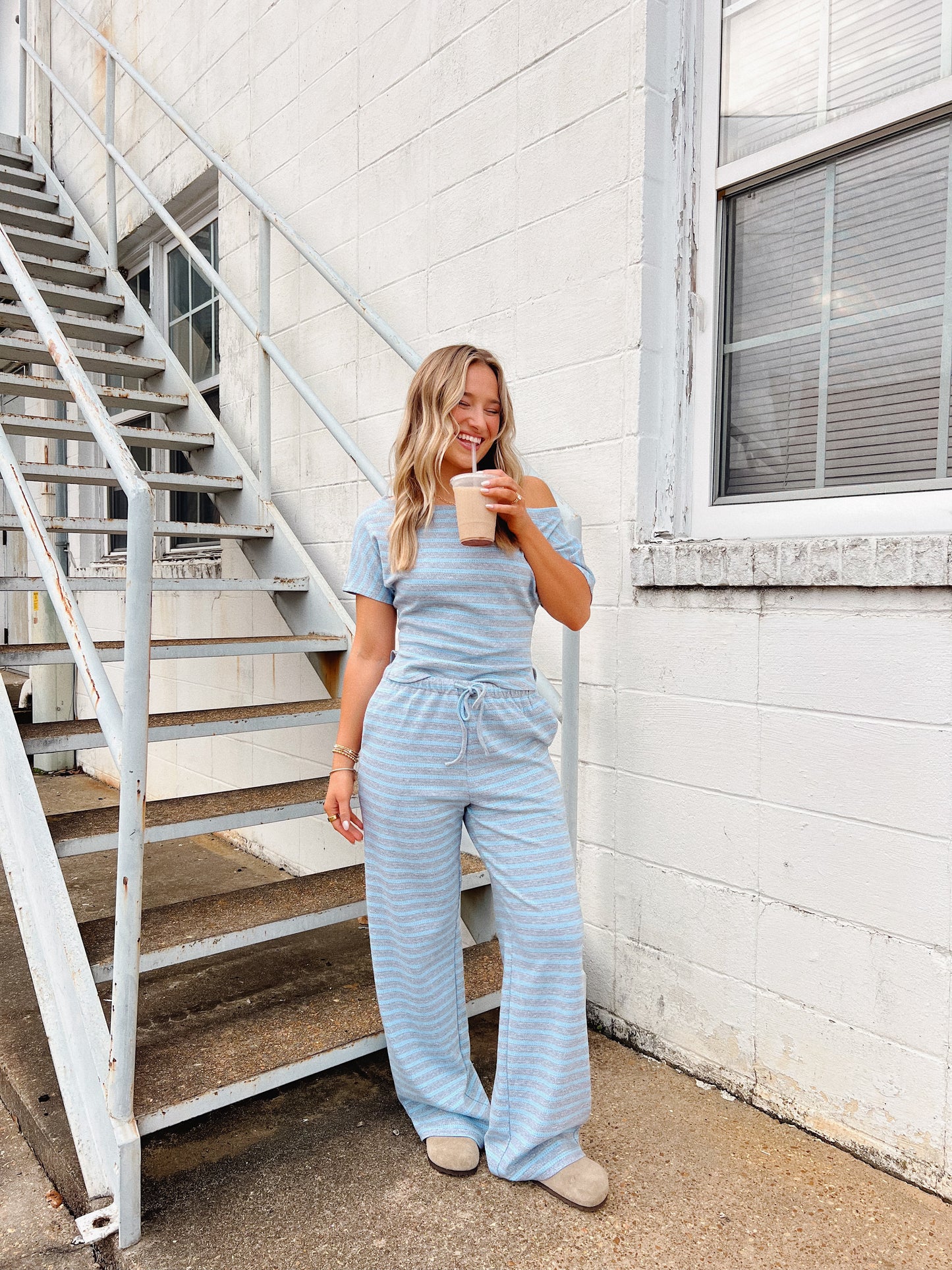 Cloudy Day Striped Set