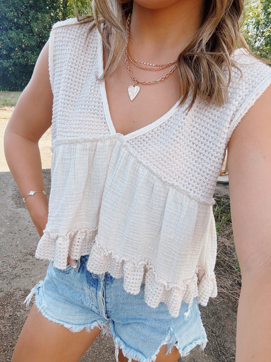Tan Gauze Tank