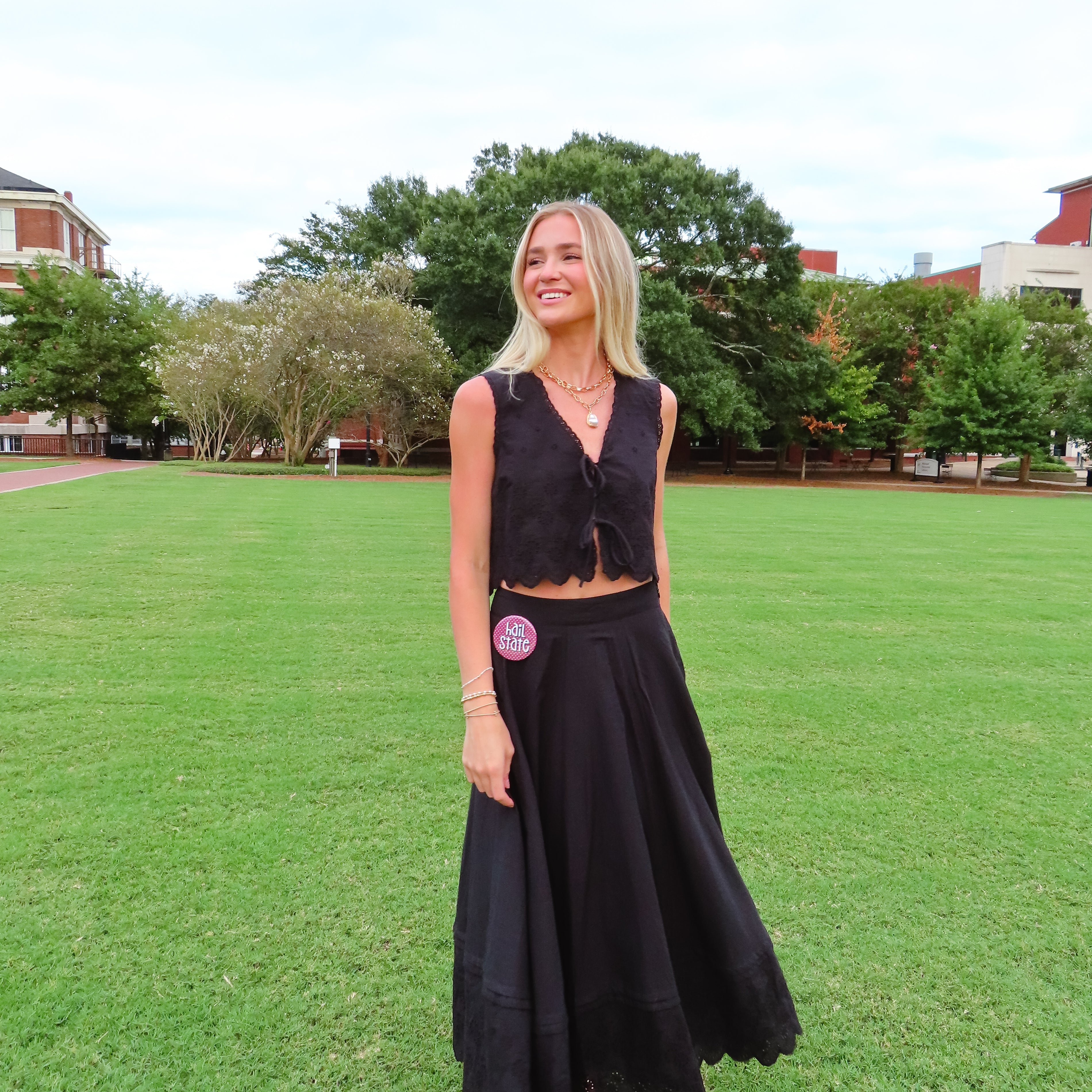 Black Eyelet Embroidered Set