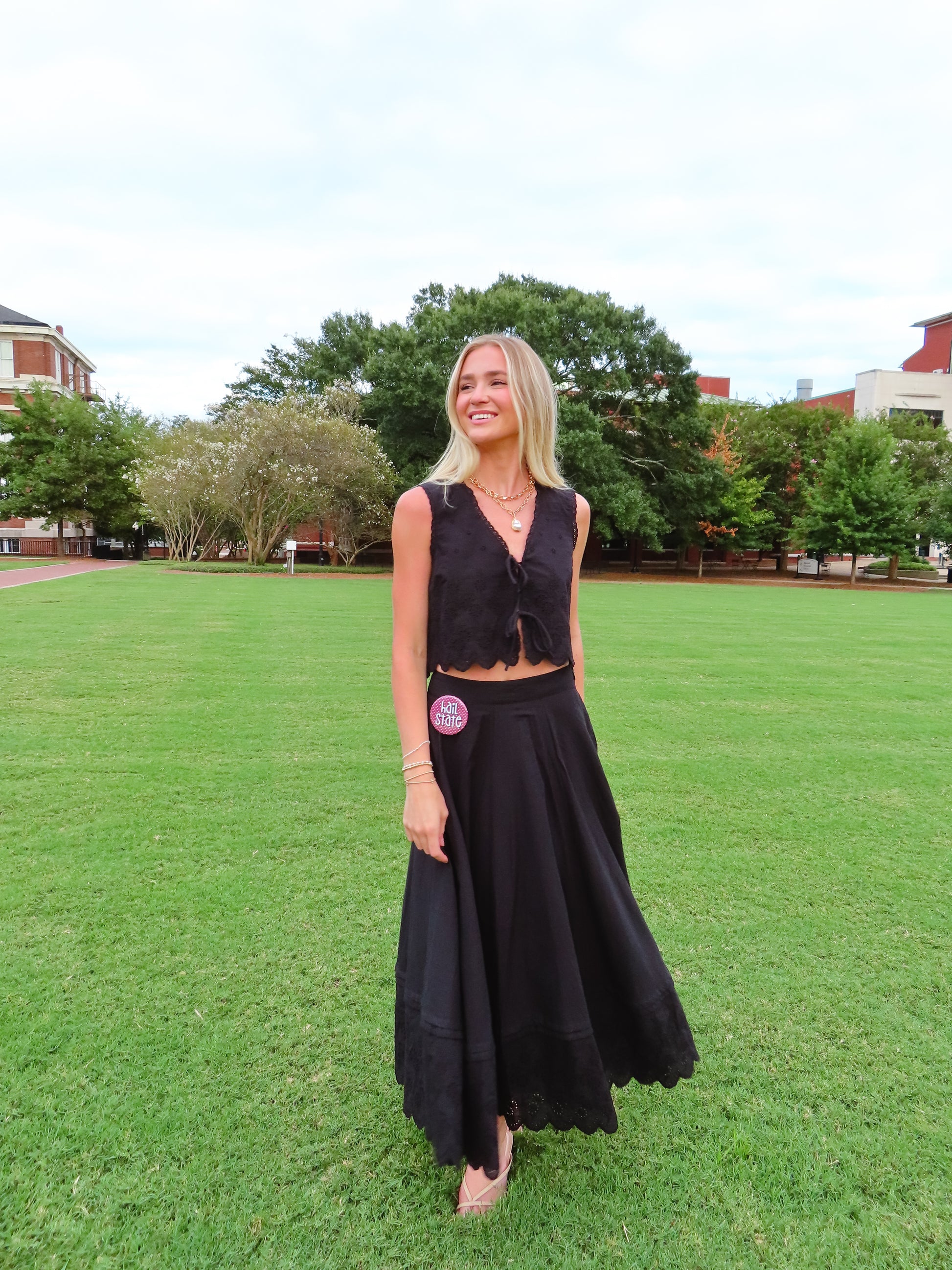 Black Eyelet Embroidered Set