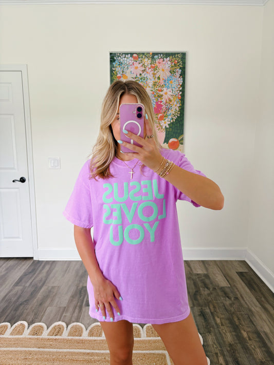 Jesus Loves You Tee Lavender