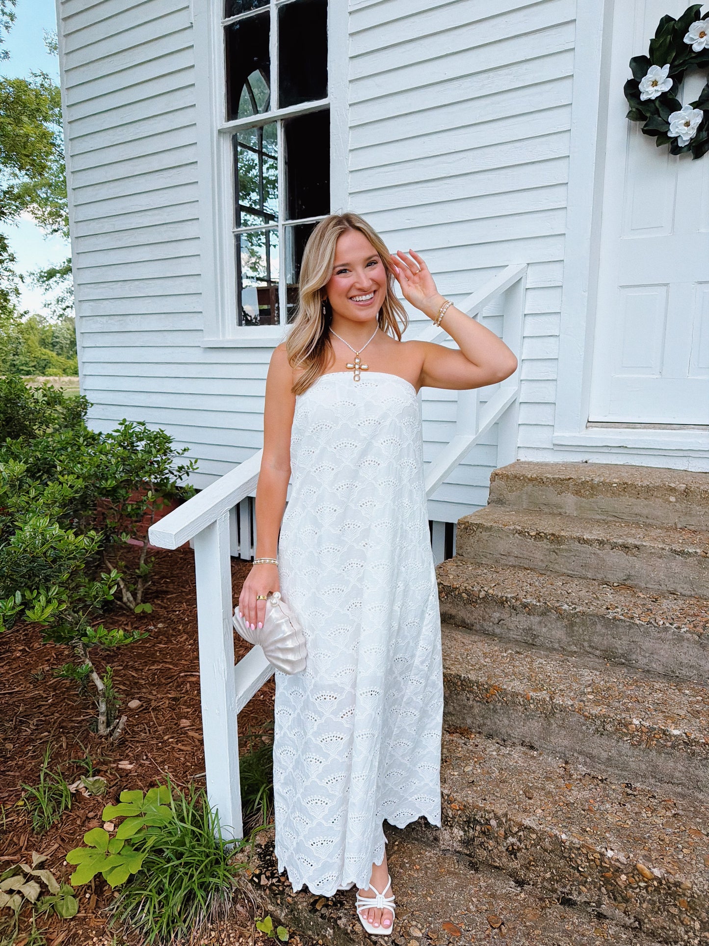 Summer Skies Eyelet Dress White