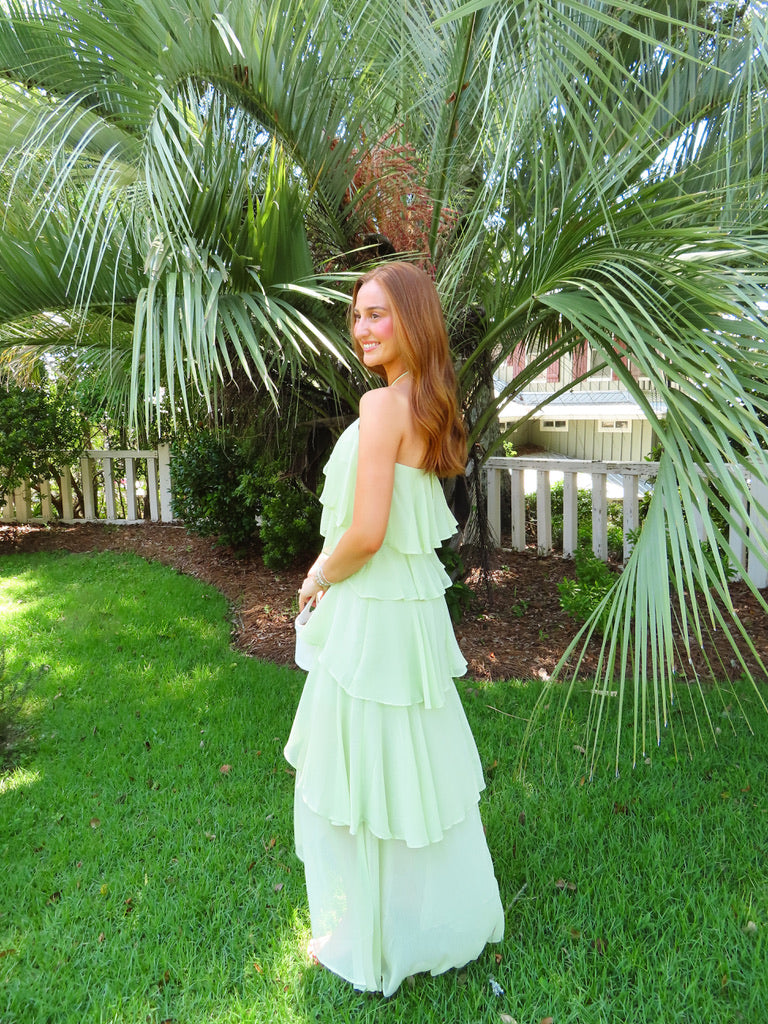 seafoam green dresses Just The Beginning Tropical Print Maxi Dress Special Occasions Easter Dusty Seafoam Dress - Mermaid