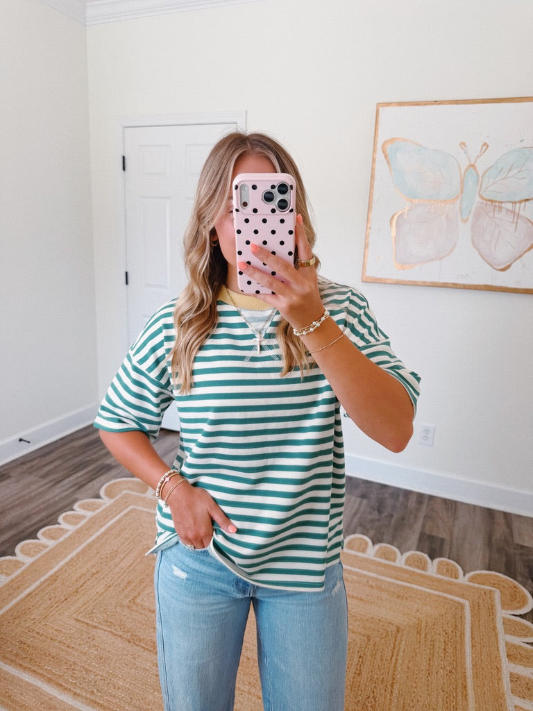 Everyday Stripe Tee in Green