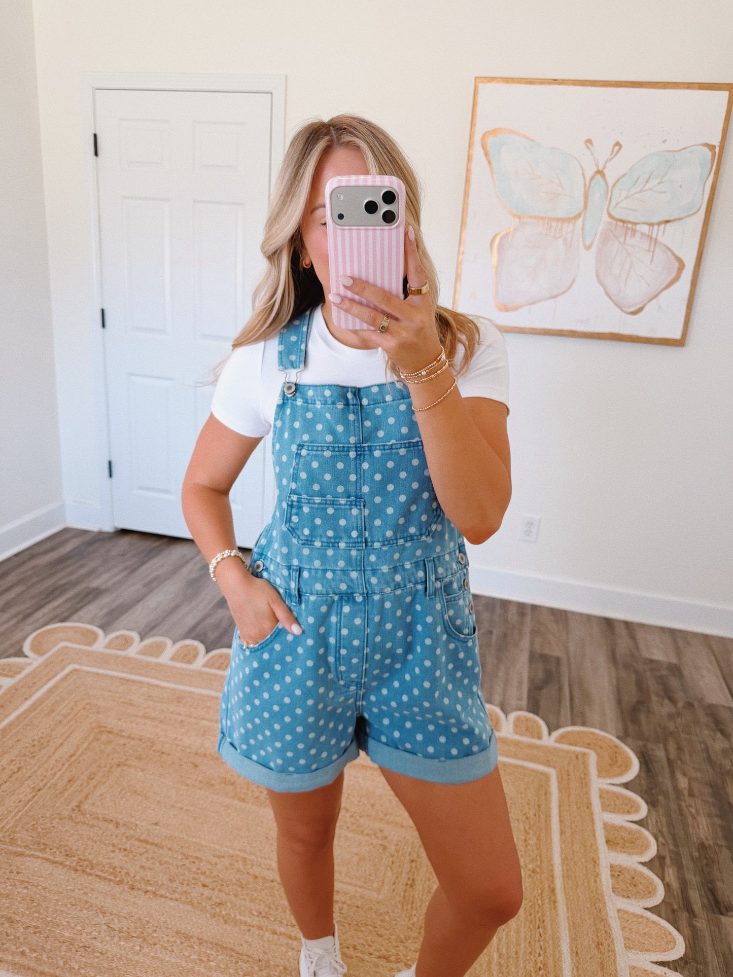 Polka Dot Denim Overalls