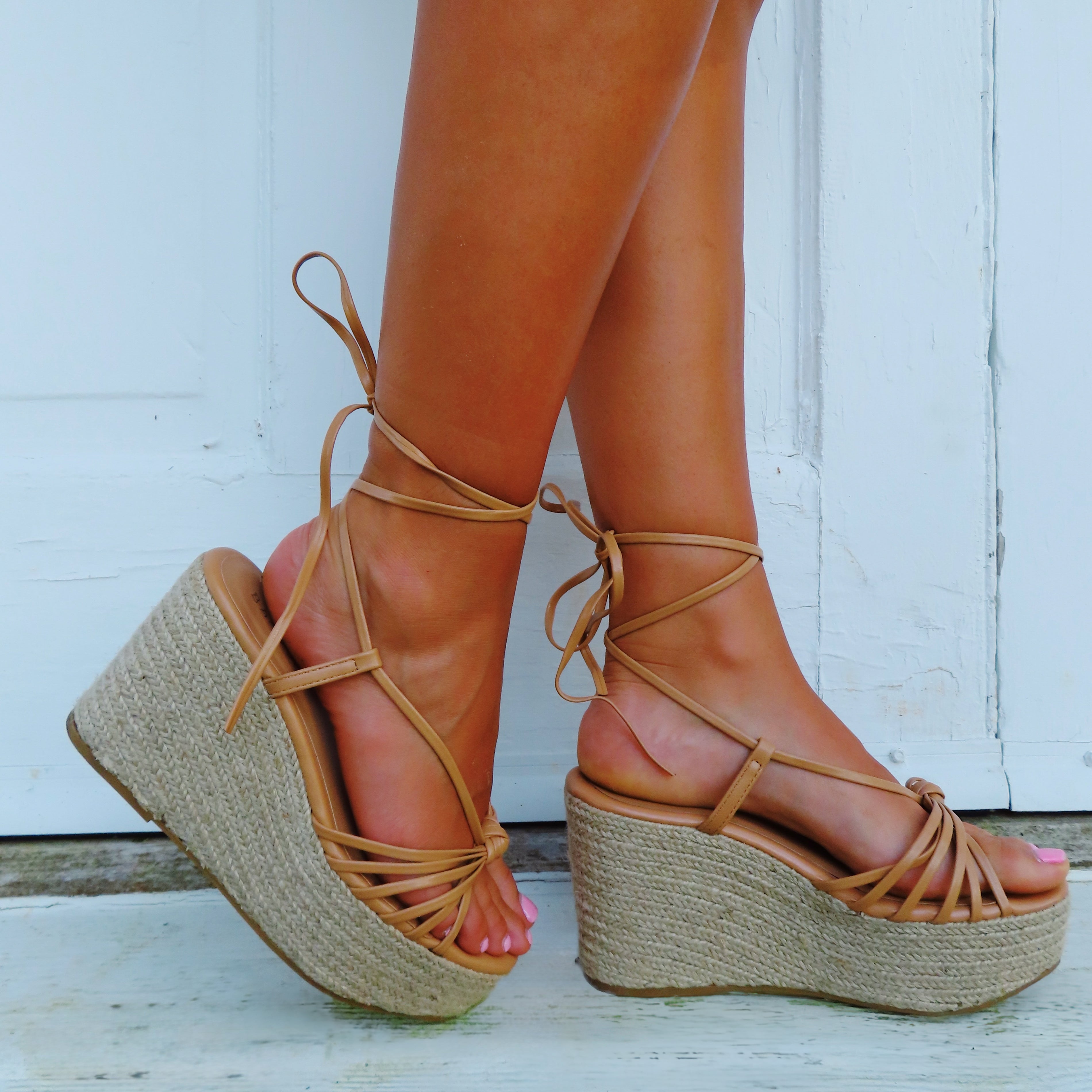 Brown Lace Up Espadrilles