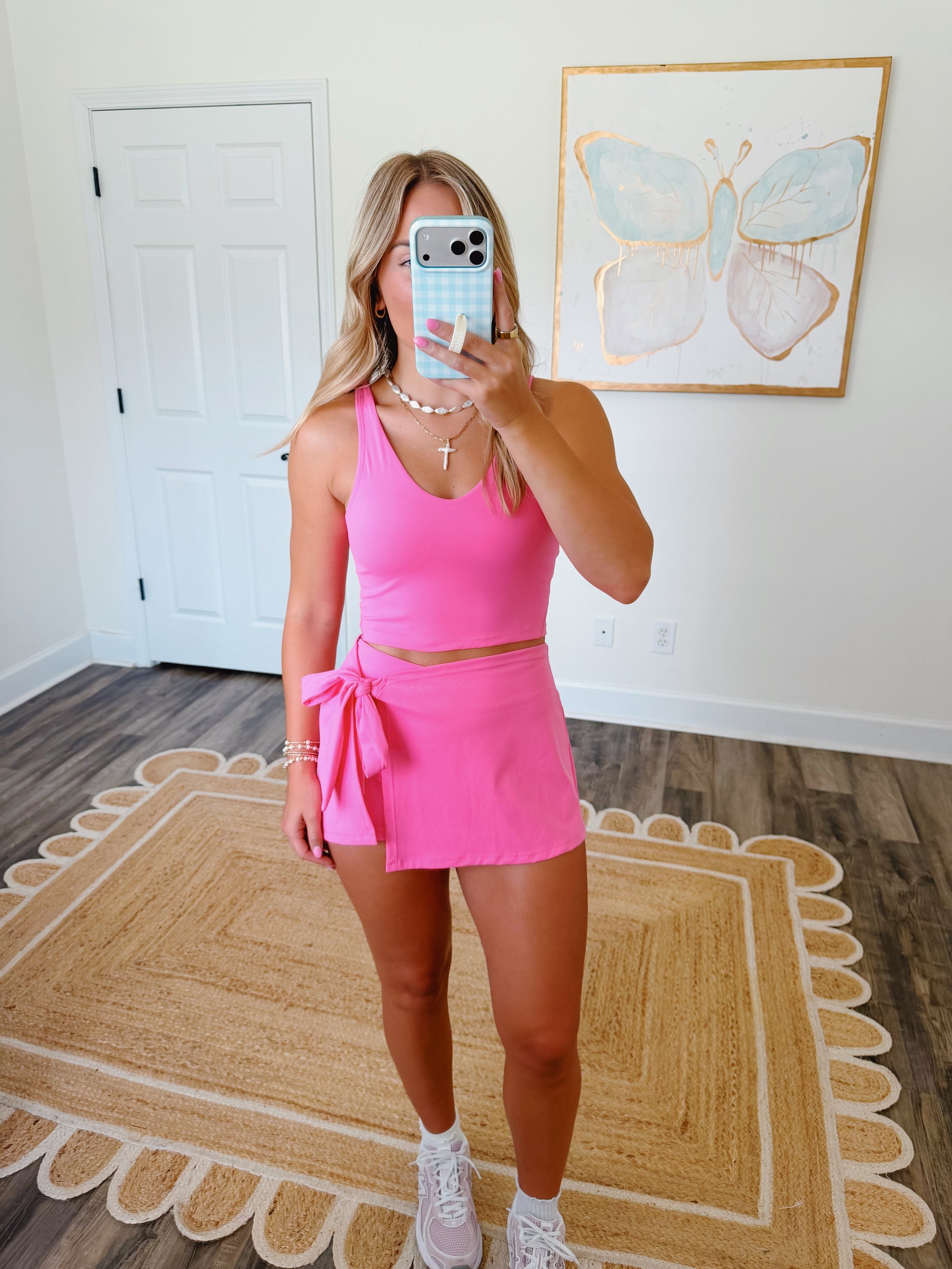 Hot Pink Wrap Skort Set