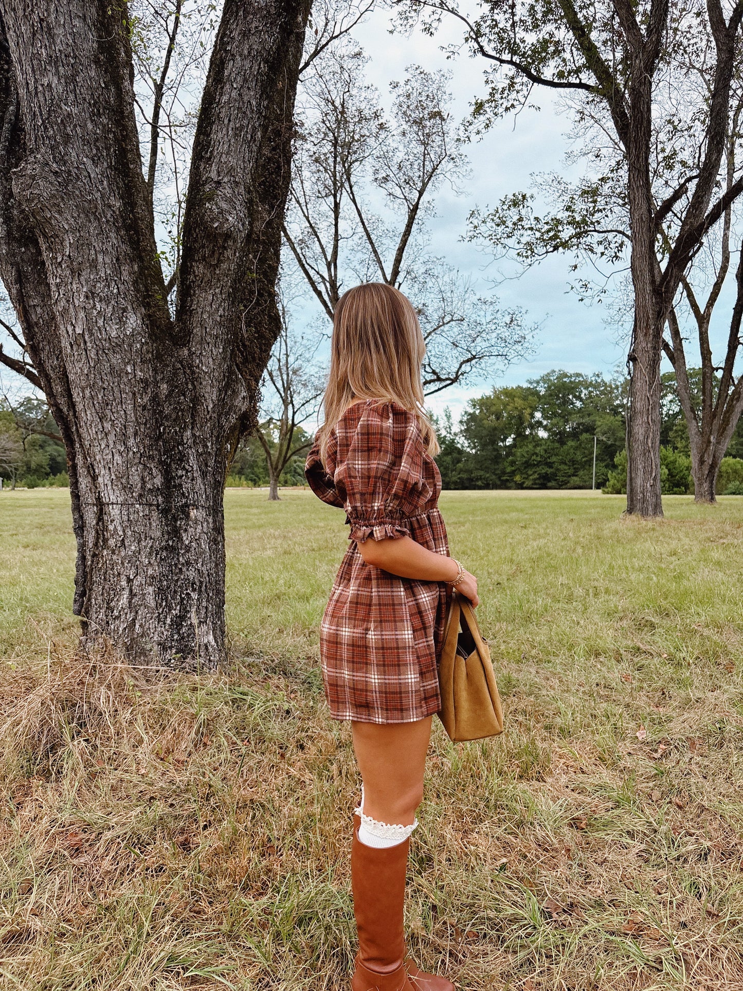 Plaid Puff Sleeve Romper