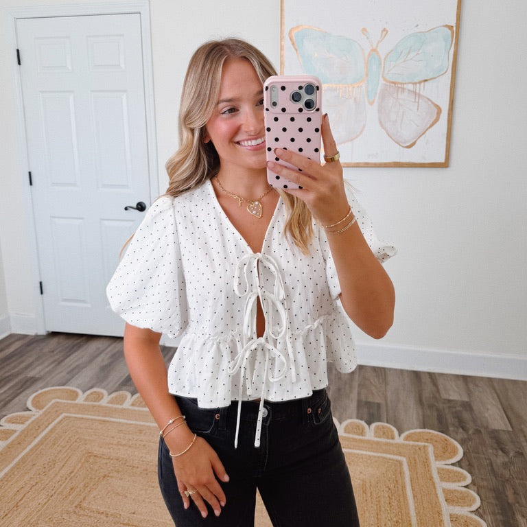 Polka Dot Peplum Top
