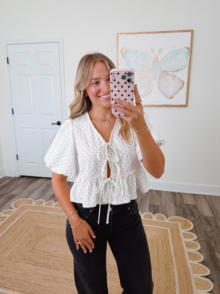 Polka Dot Peplum Top