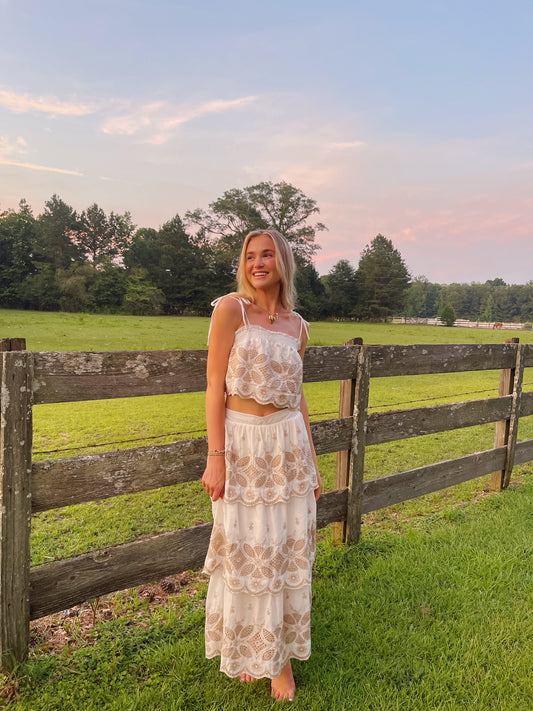 Ivory Embroidered Skirt Set