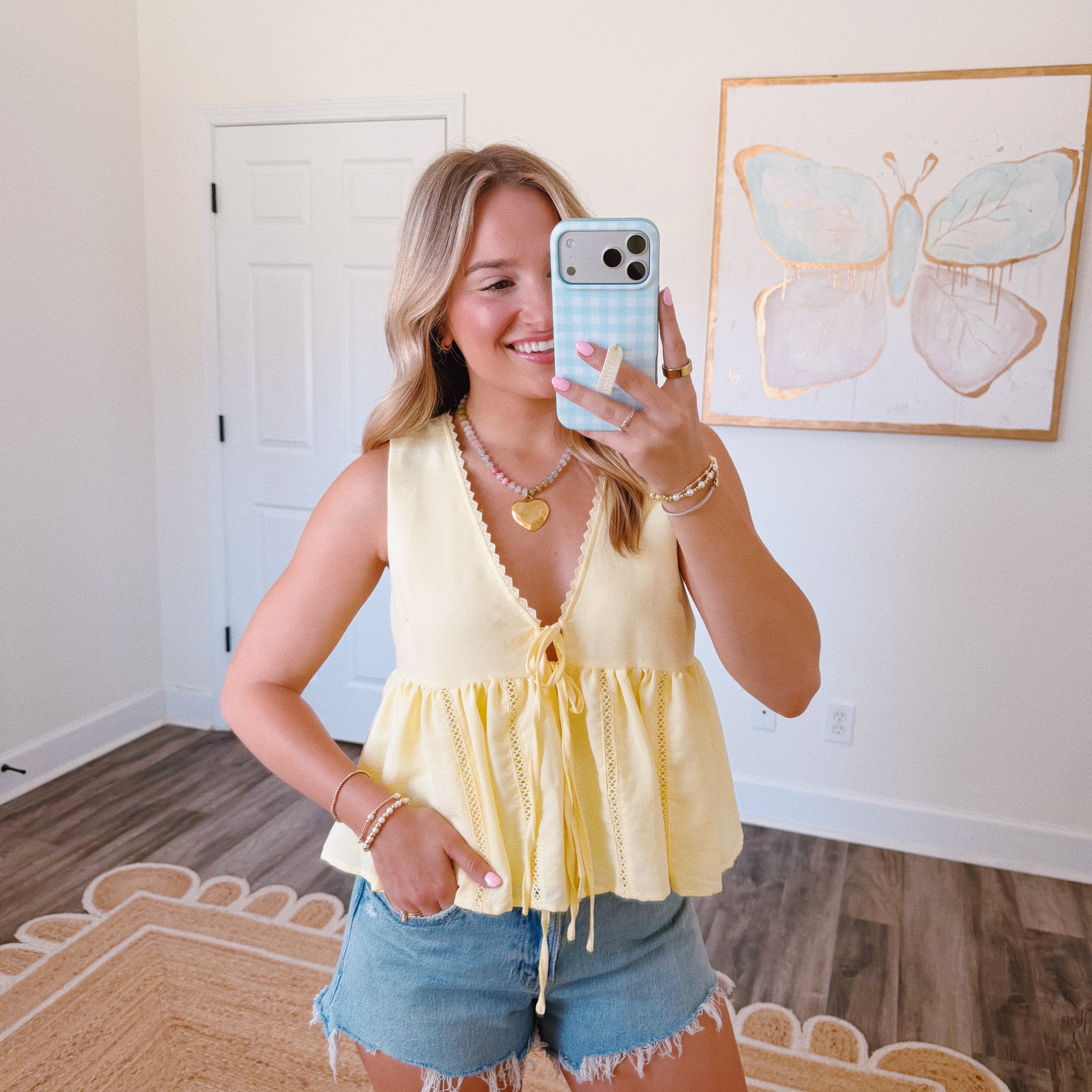 Yellow Tie Babydoll Top