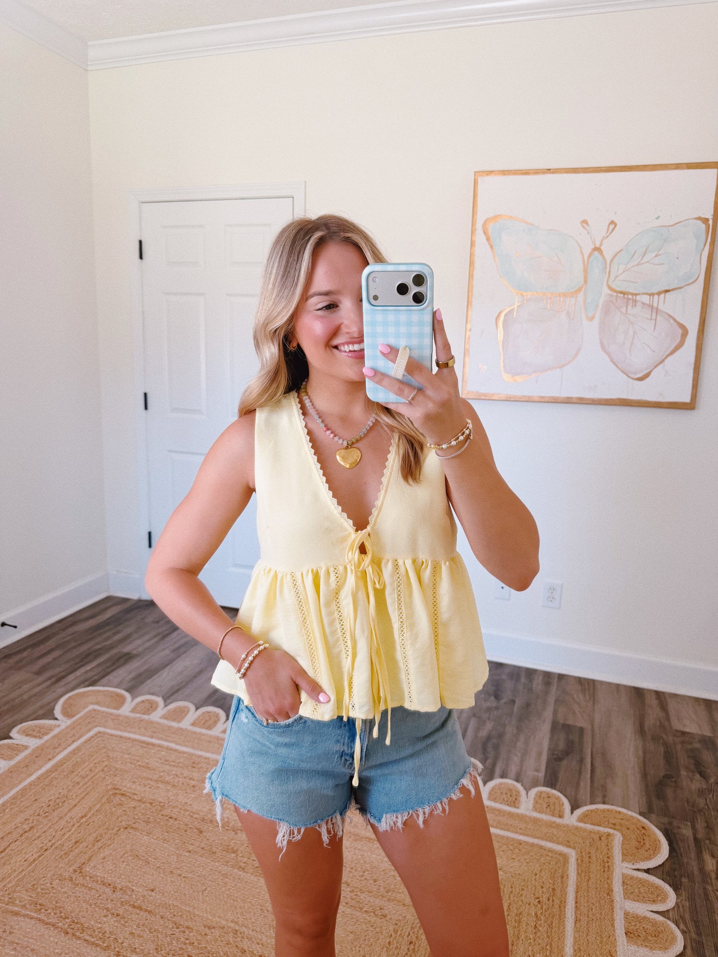 Yellow Tie Babydoll Top