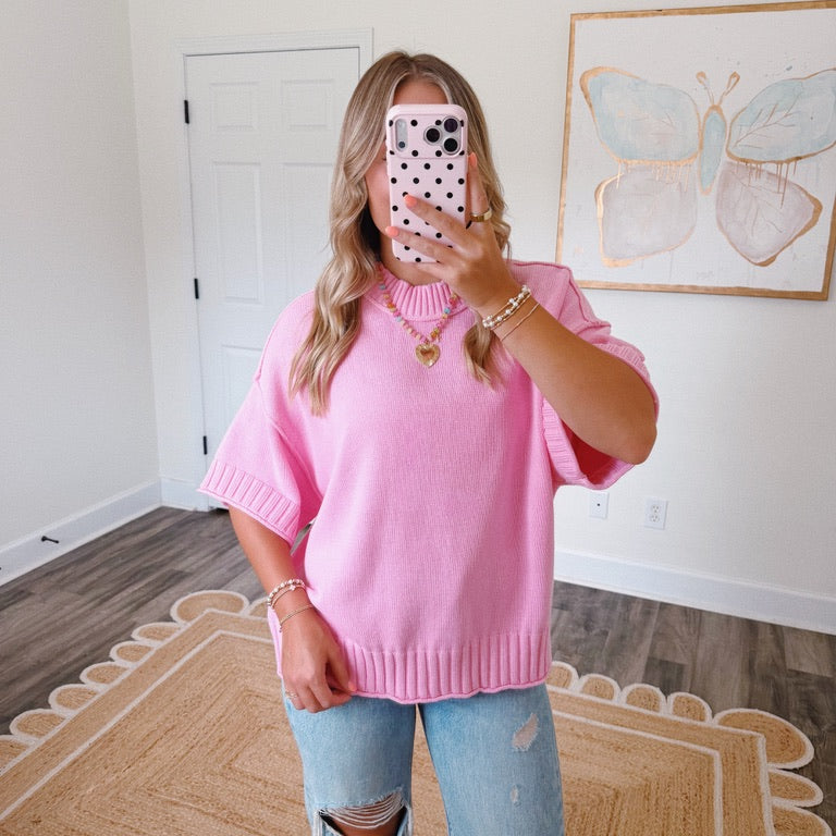 Perfectly Pink Mock Neck Top