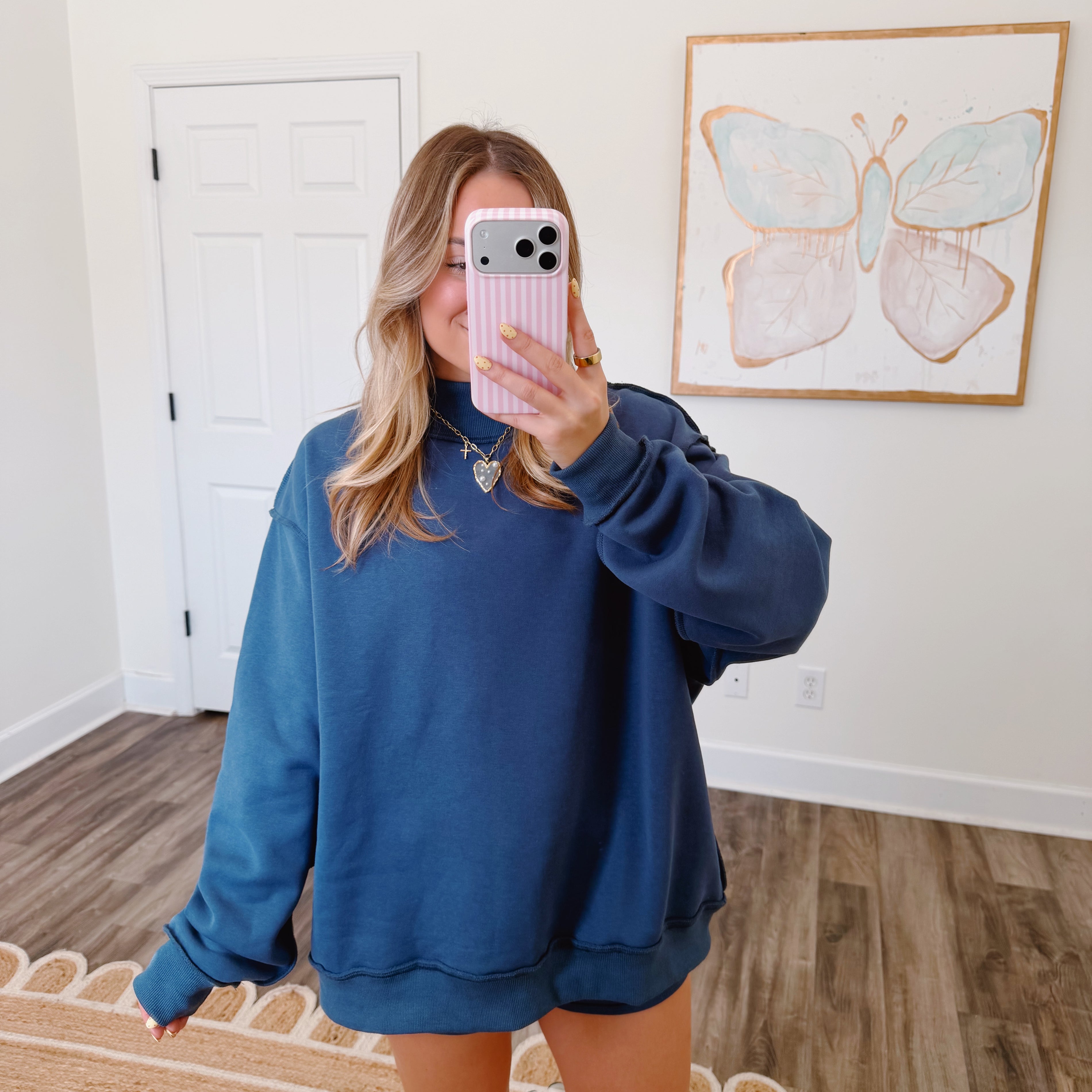 Navy Oversized Mockneck