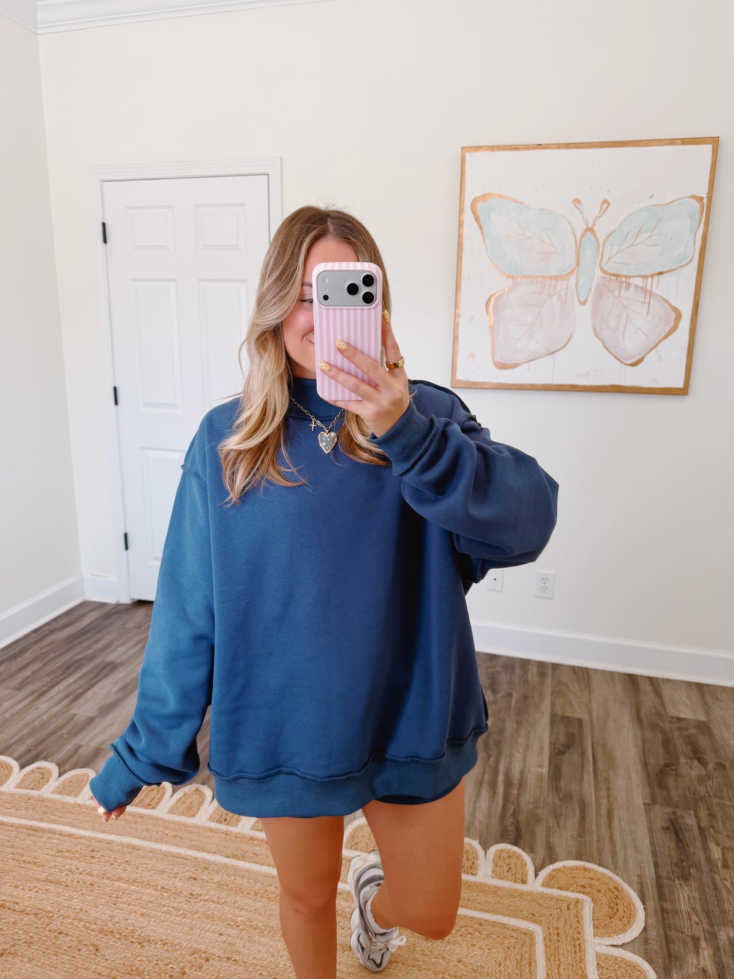 Navy Oversized Mockneck