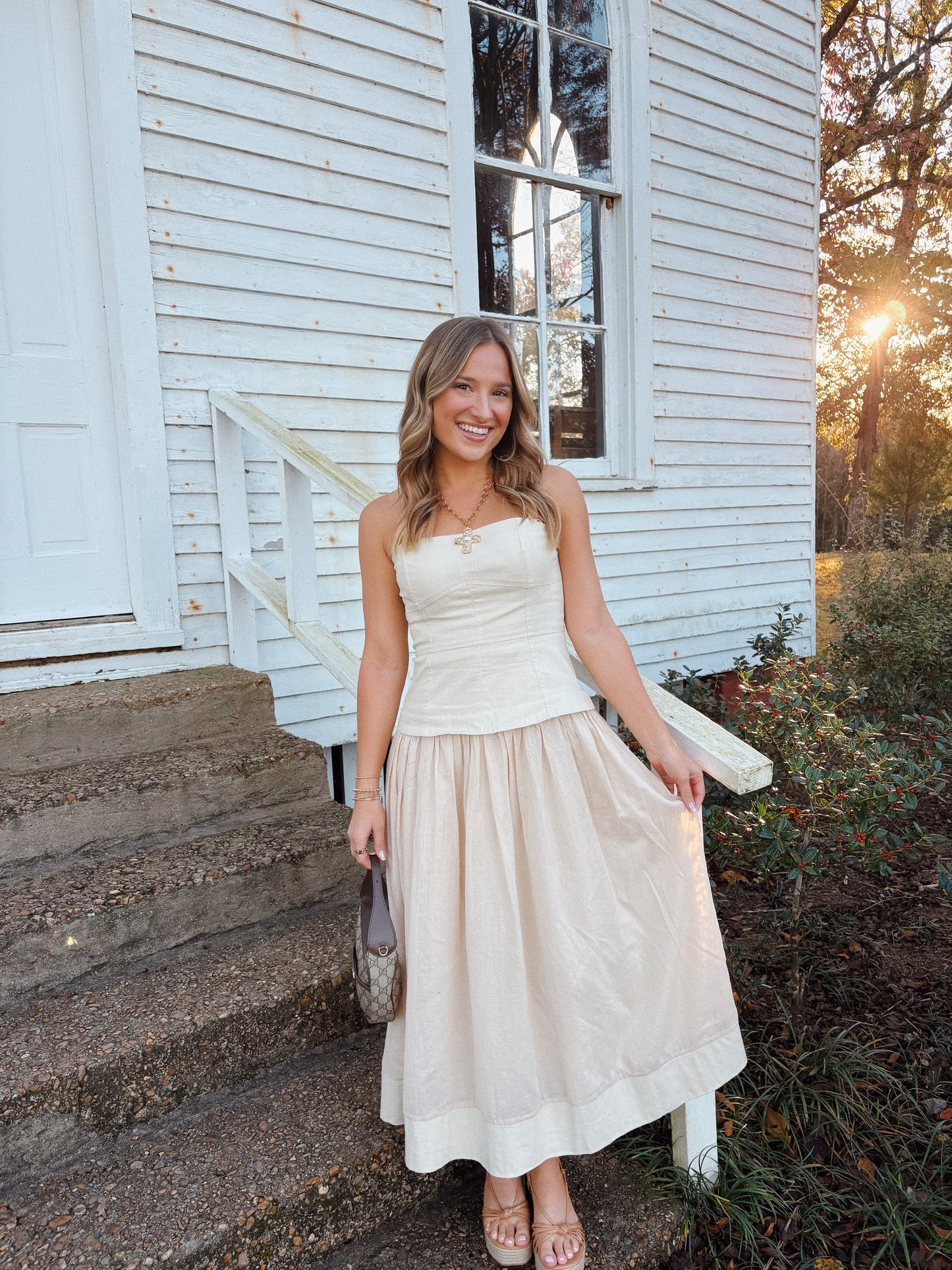 Micah Midi Dress in Ivory