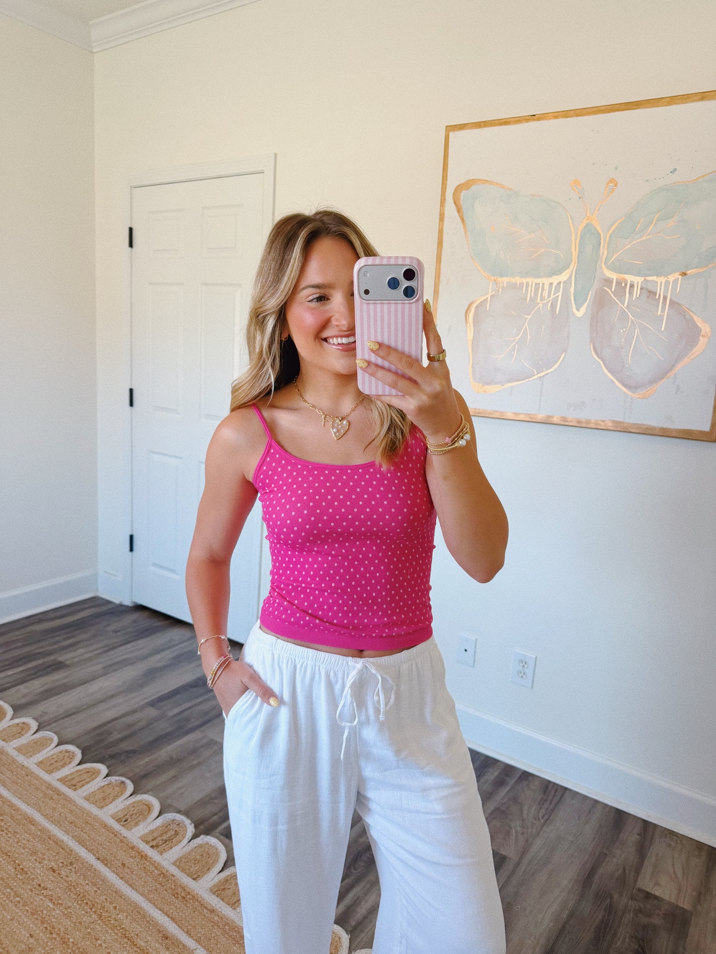 Polka Dot Tank Fuchsia