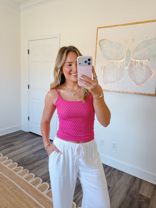 Polka Dot Tank Fuchsia