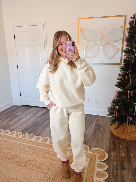 Cream Fleece Jogger Set