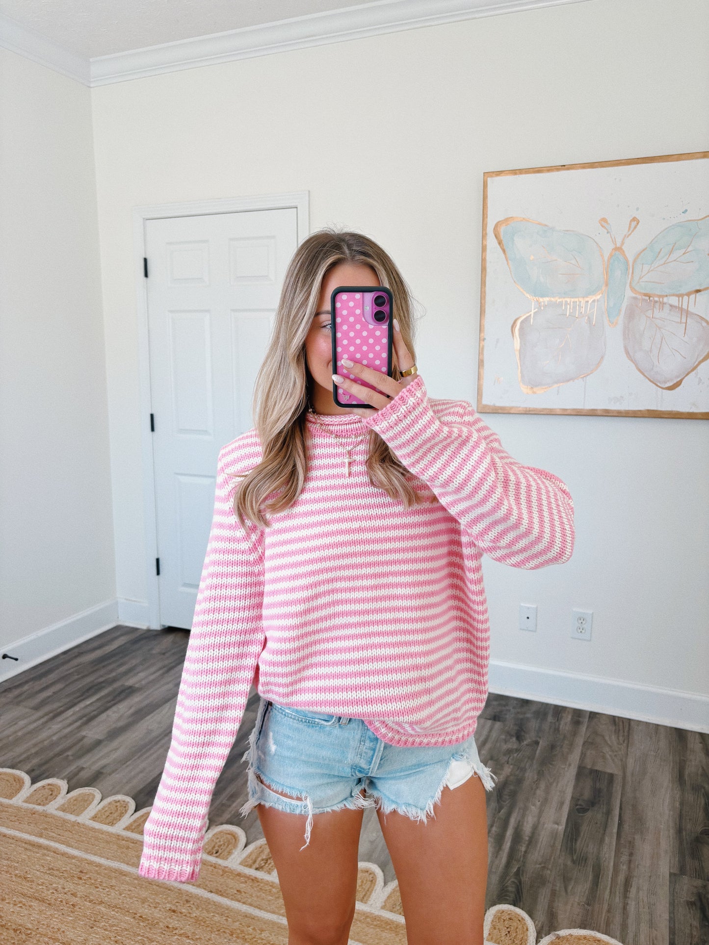 Strawberry Milkshake Striped Sweater