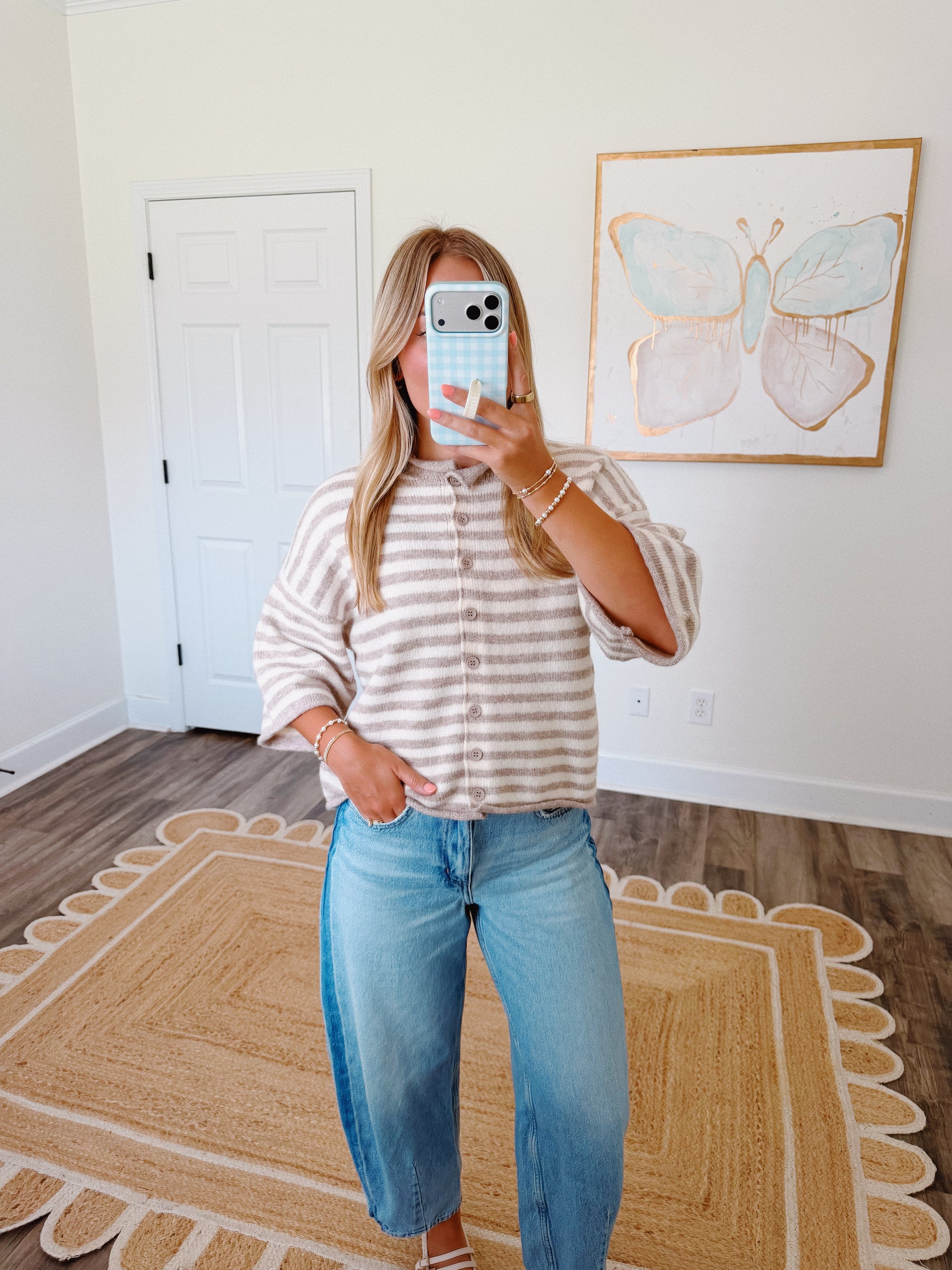 Oat Milk Striped Cardigan