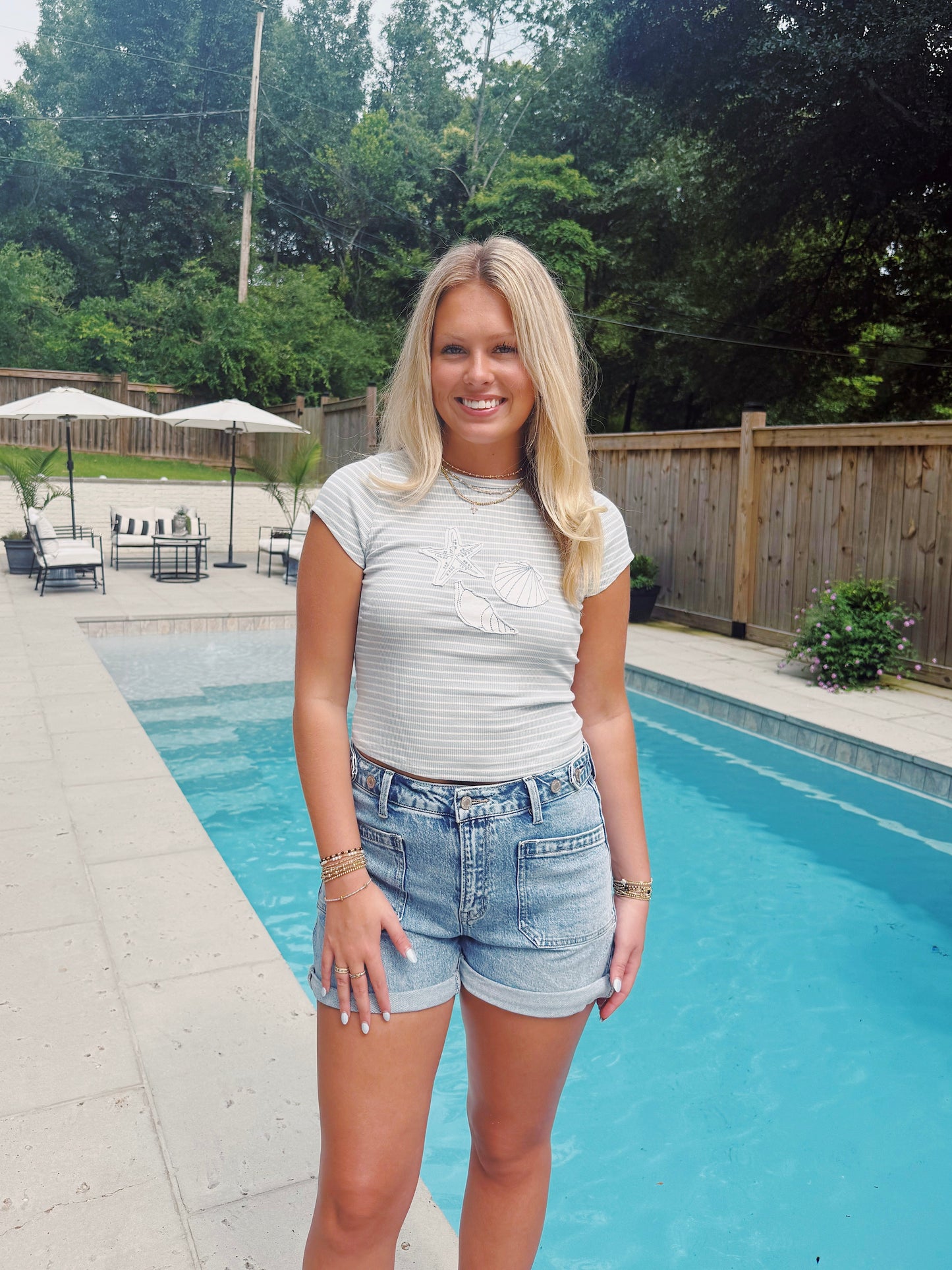 Seashell Striped Baby Tee