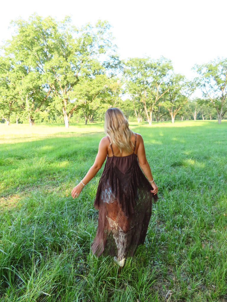 Drifting Away Lace Top in Brown