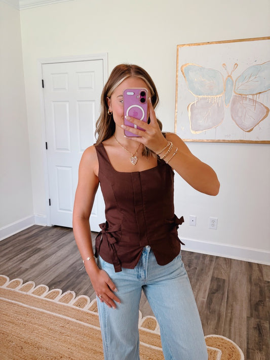 Back To Business Top in Chocolate