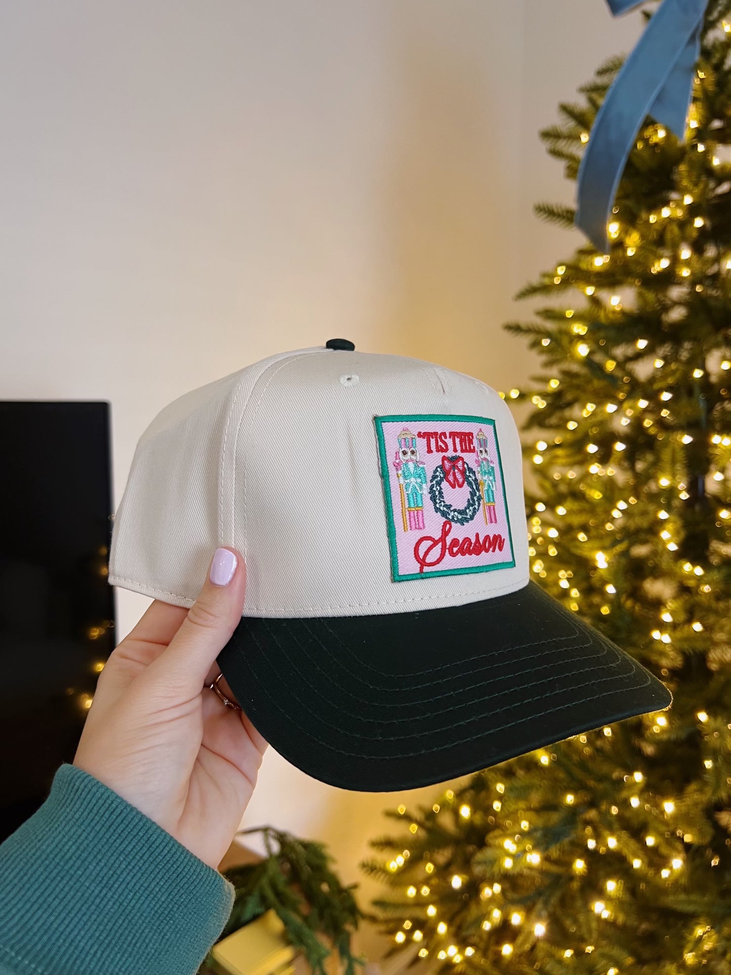 Tis The Season Vintage Trucker Hat in Green