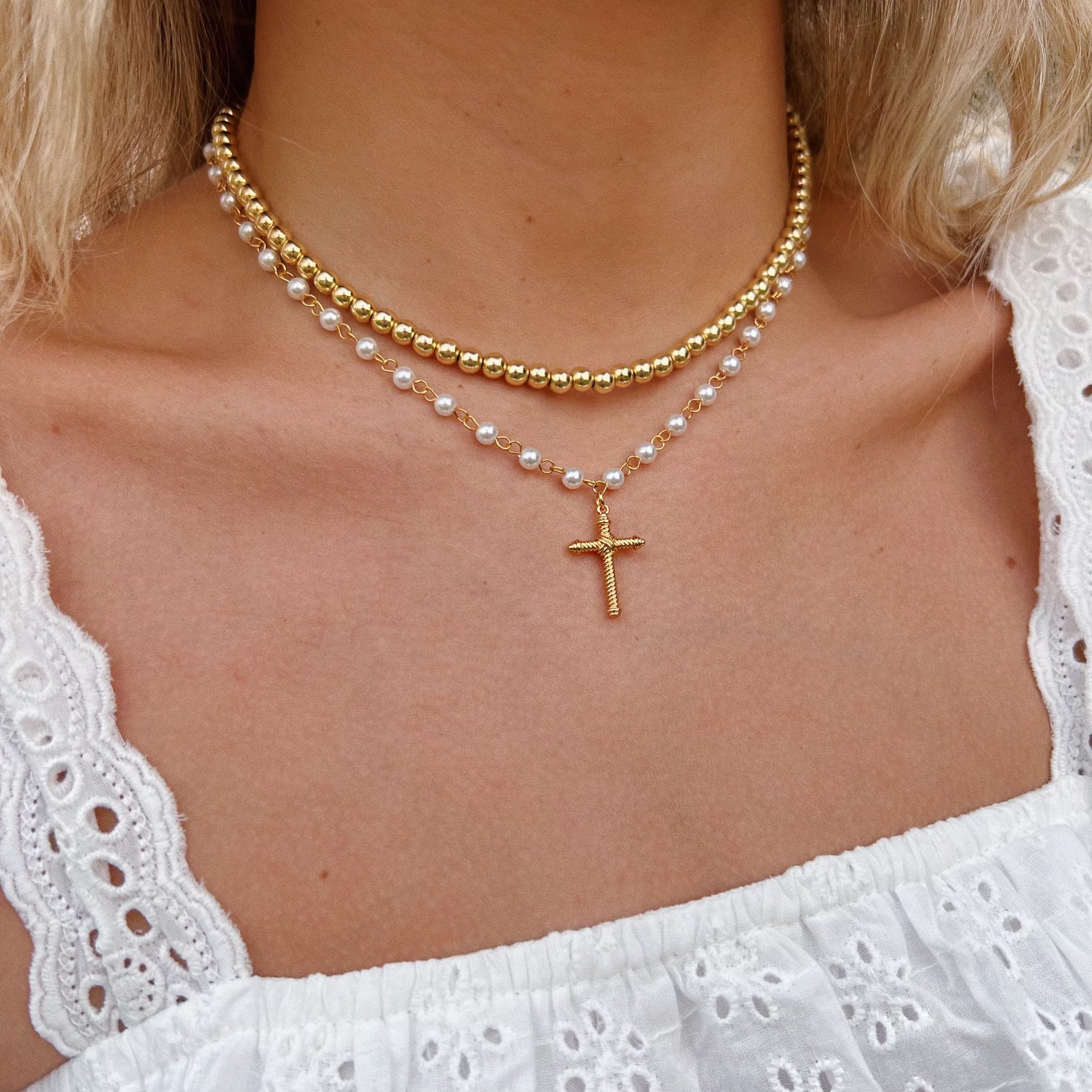 Pearl Cross Necklace