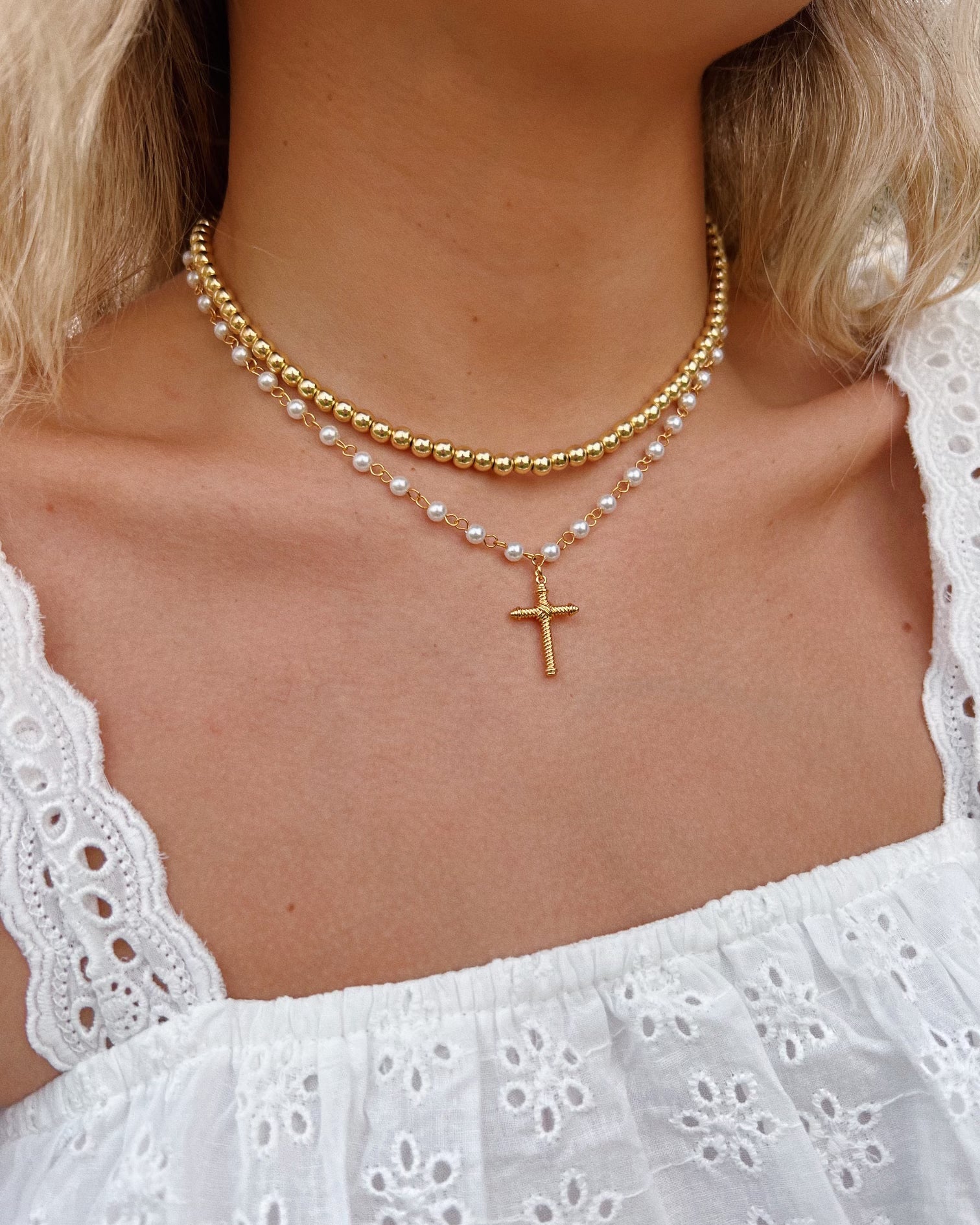 Pearl Cross Necklace