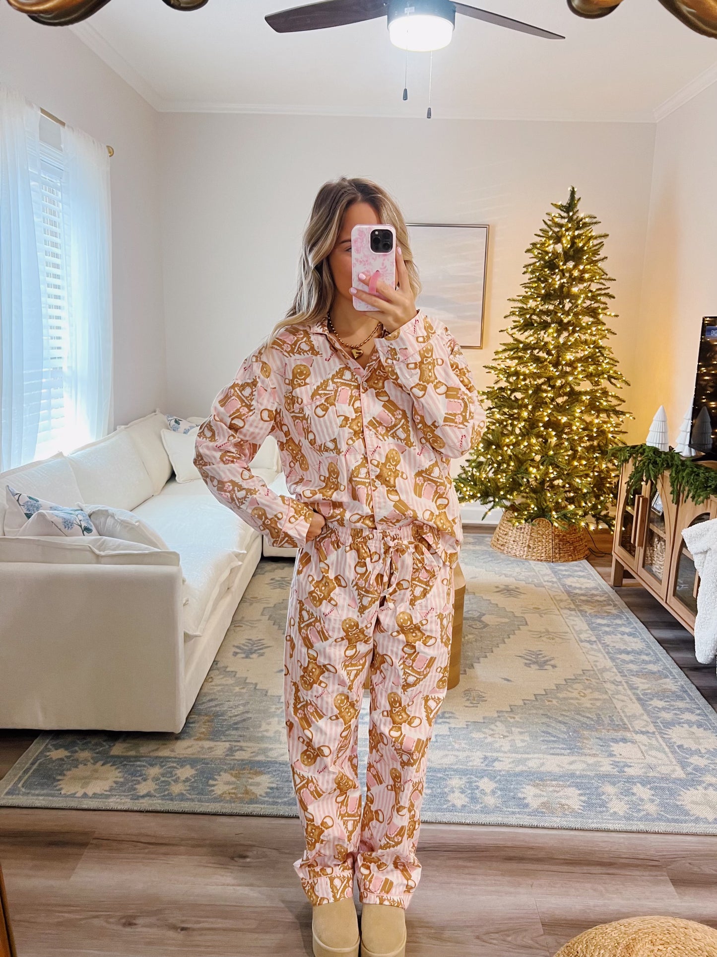 Gingerbread Flannel Pajama Set