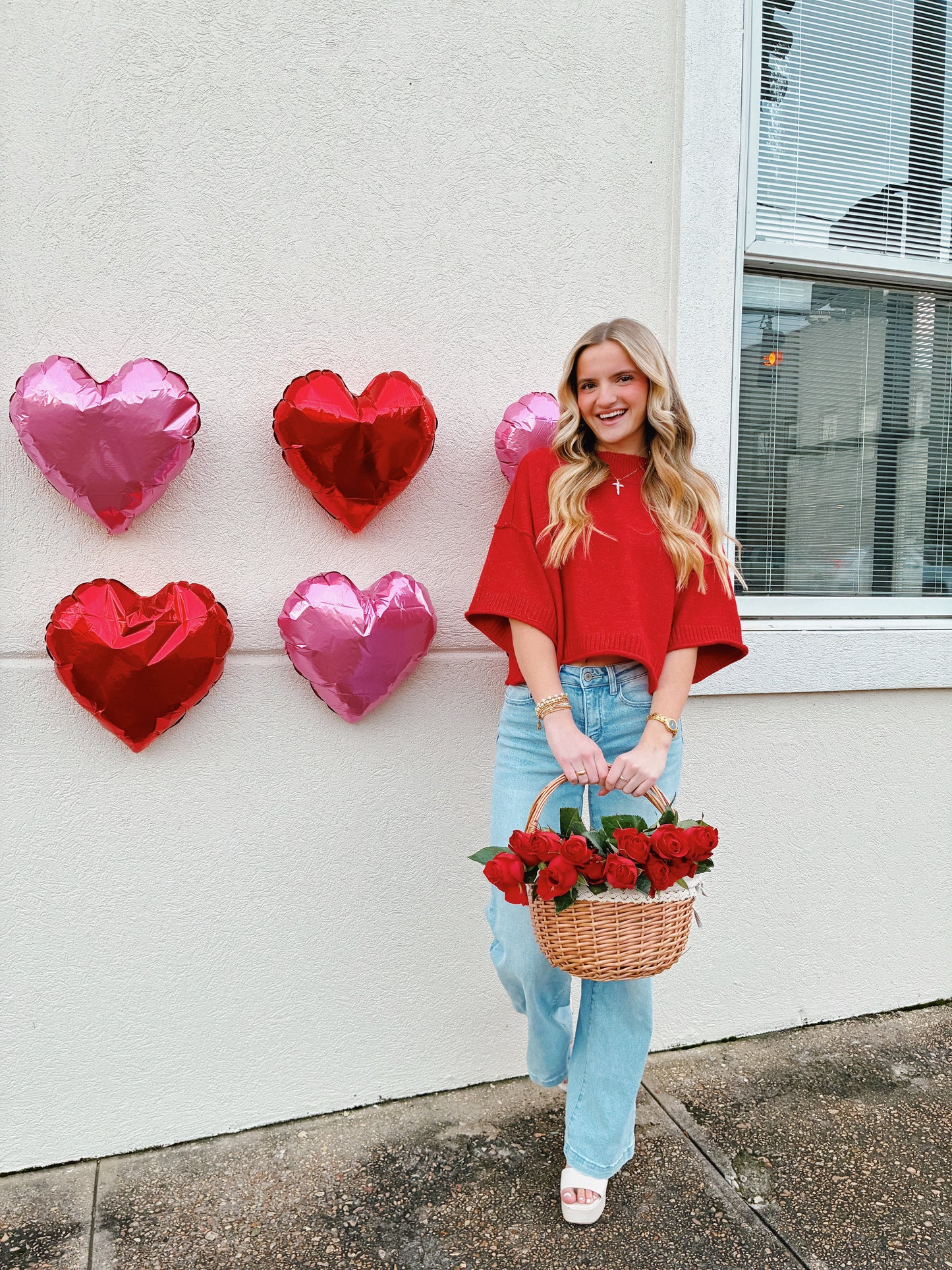 Red Mock Neck Sweater Top