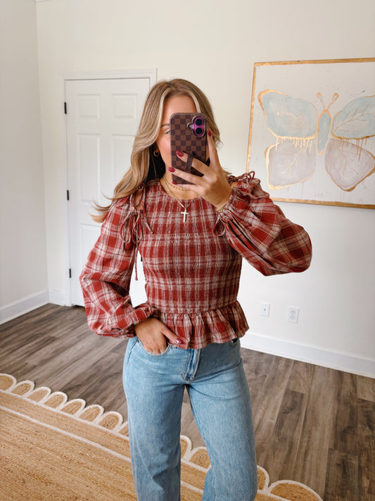 Apple Cider Plaid Top