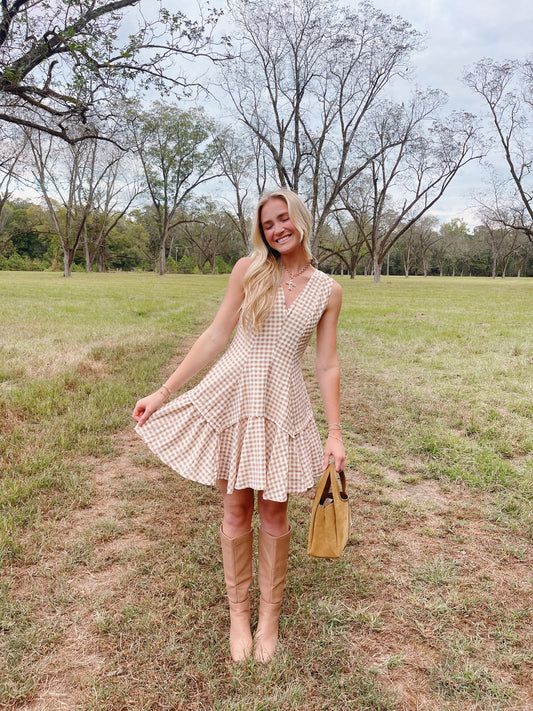 Gingham Flare Mini Dress