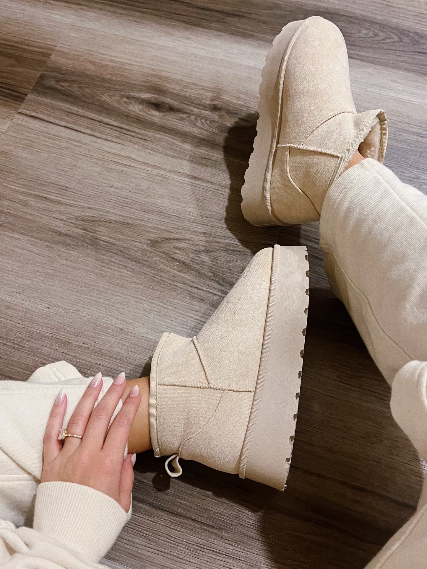 Beige Mini Platform Boot