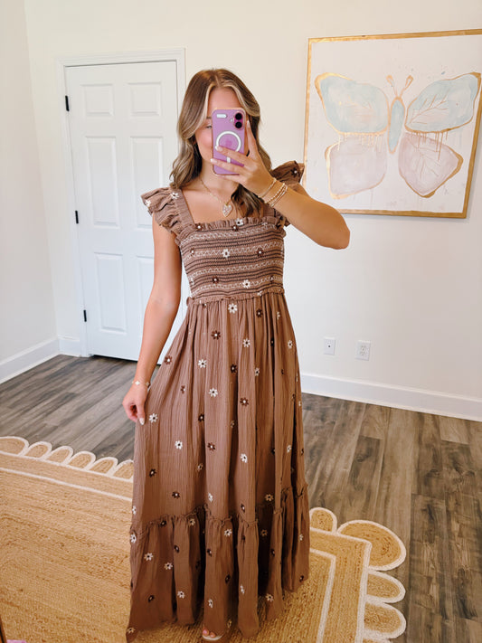 Dreaming Of Fall Embroidered Dress