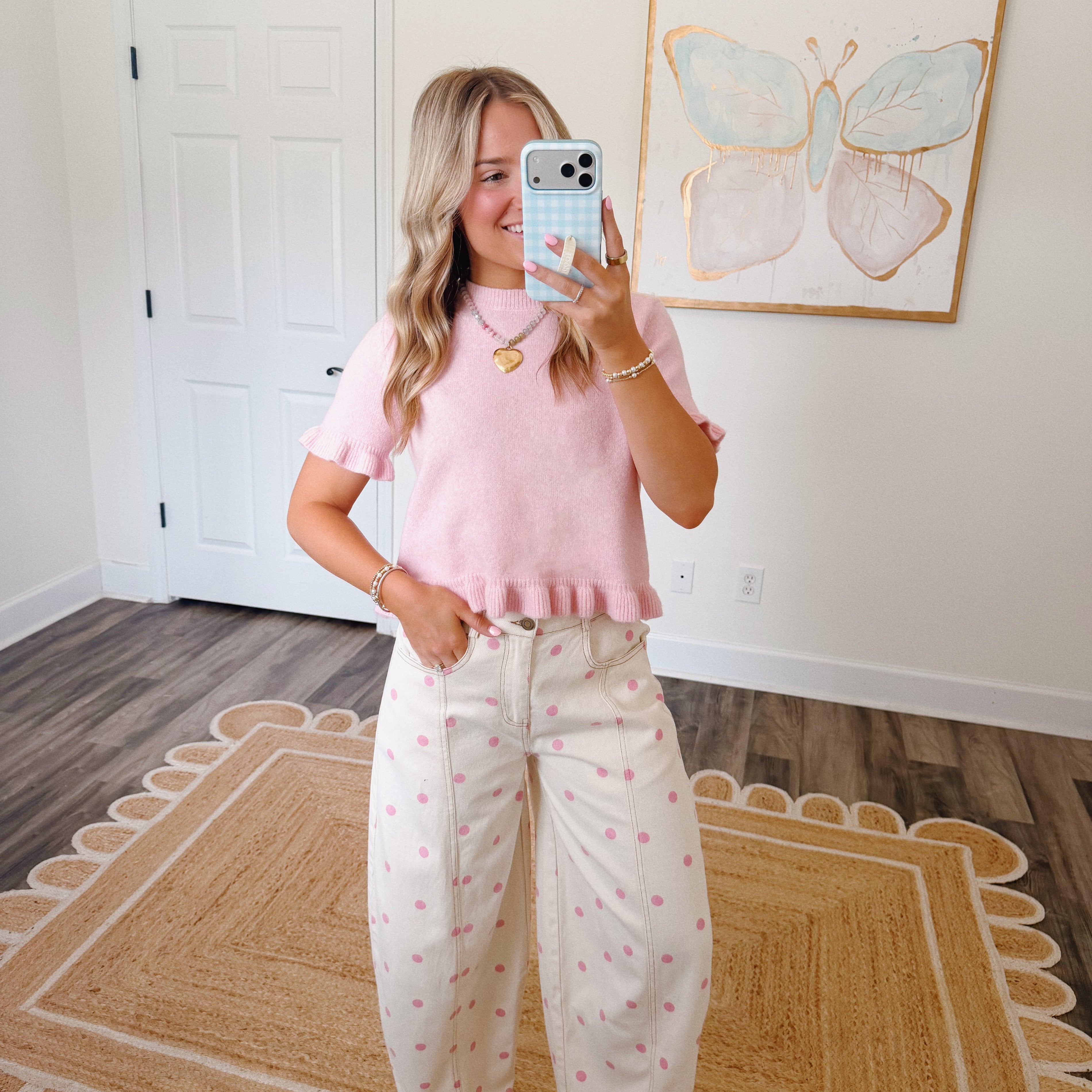 Pink Dottie Barrel Jeans