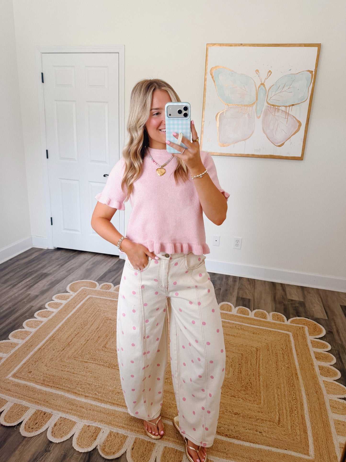 Pink Dottie Barrel Jeans