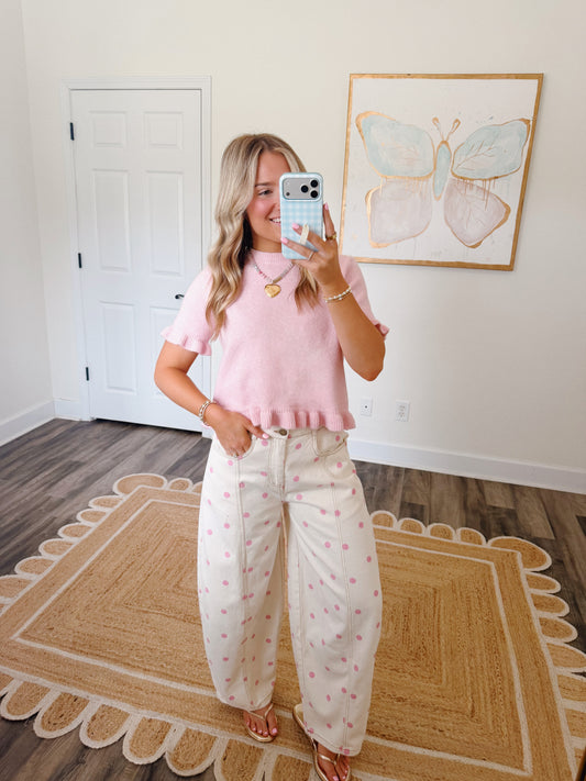 Pink Dottie Barrel Jeans