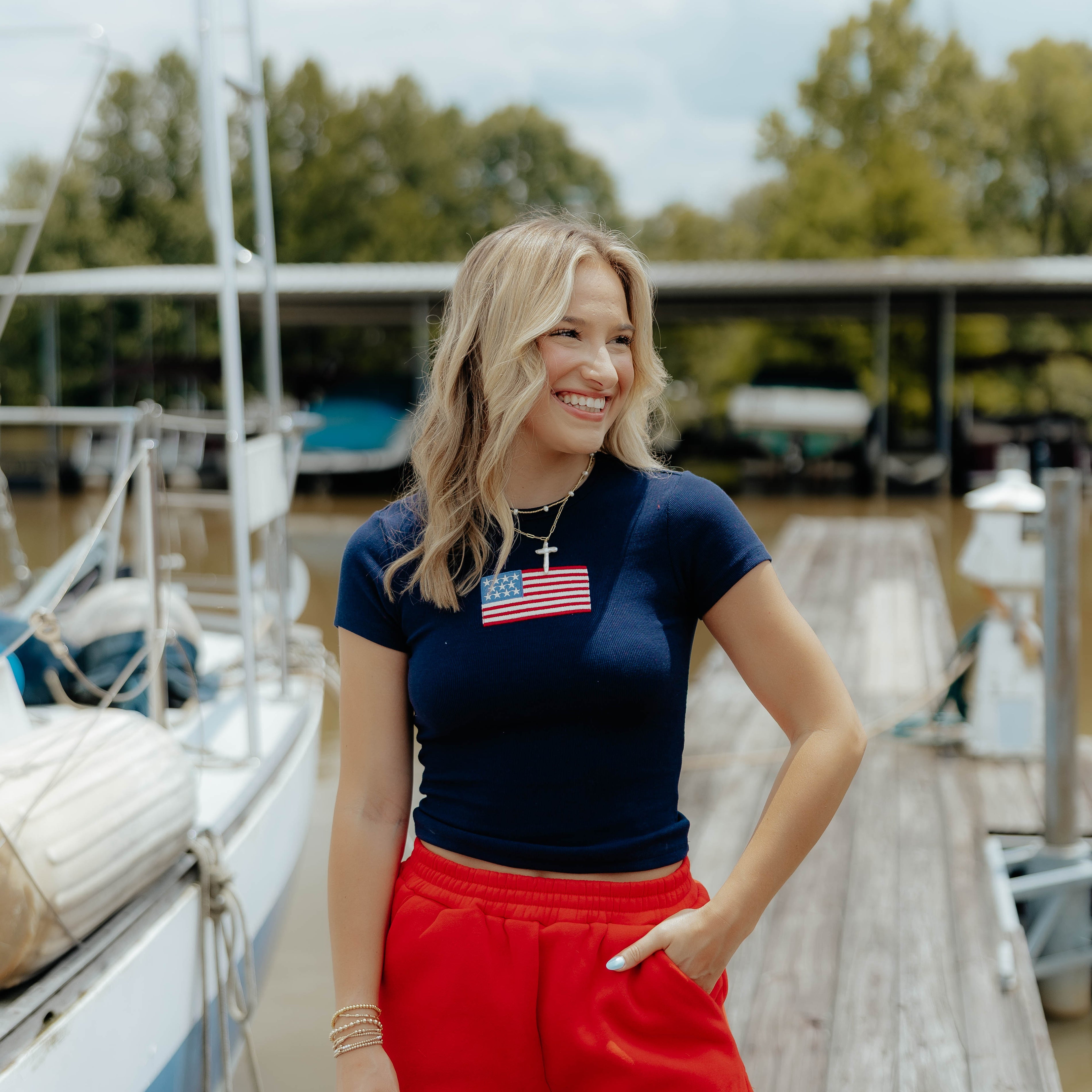 Navy Flag Baby Tee