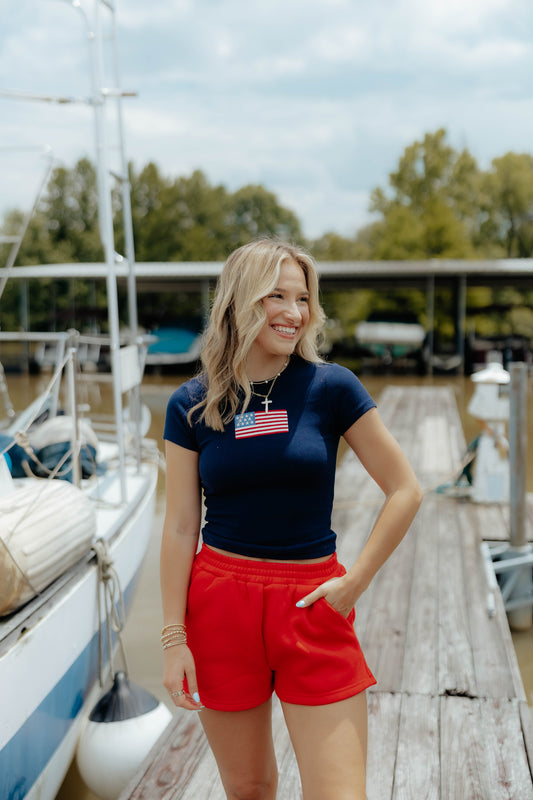Navy Flag Baby Tee