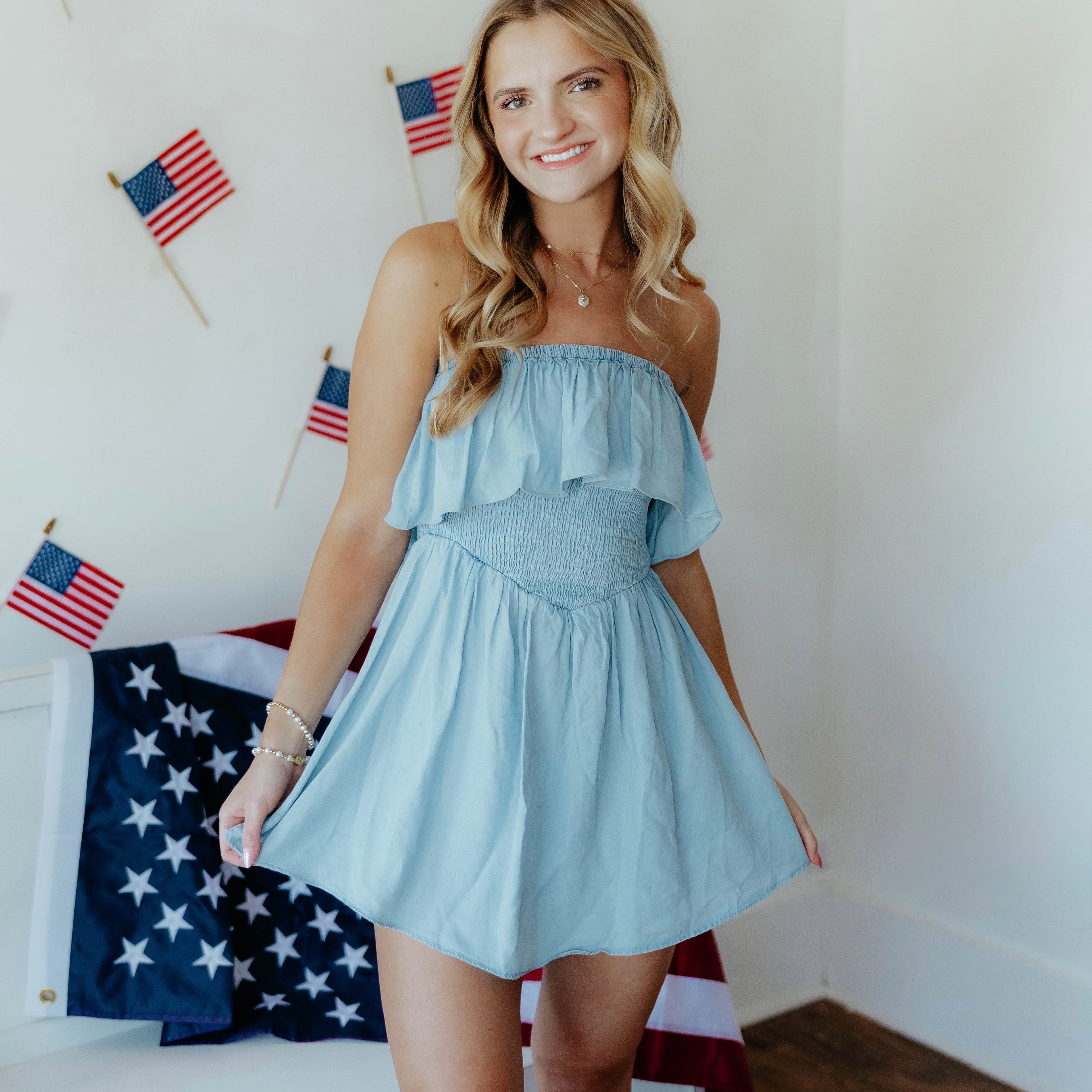 Dolly Denim Romper Dress