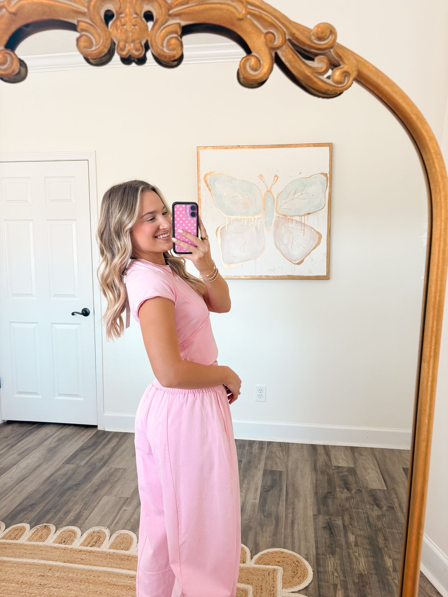 Sweet Pink Wide Leg Pants Set