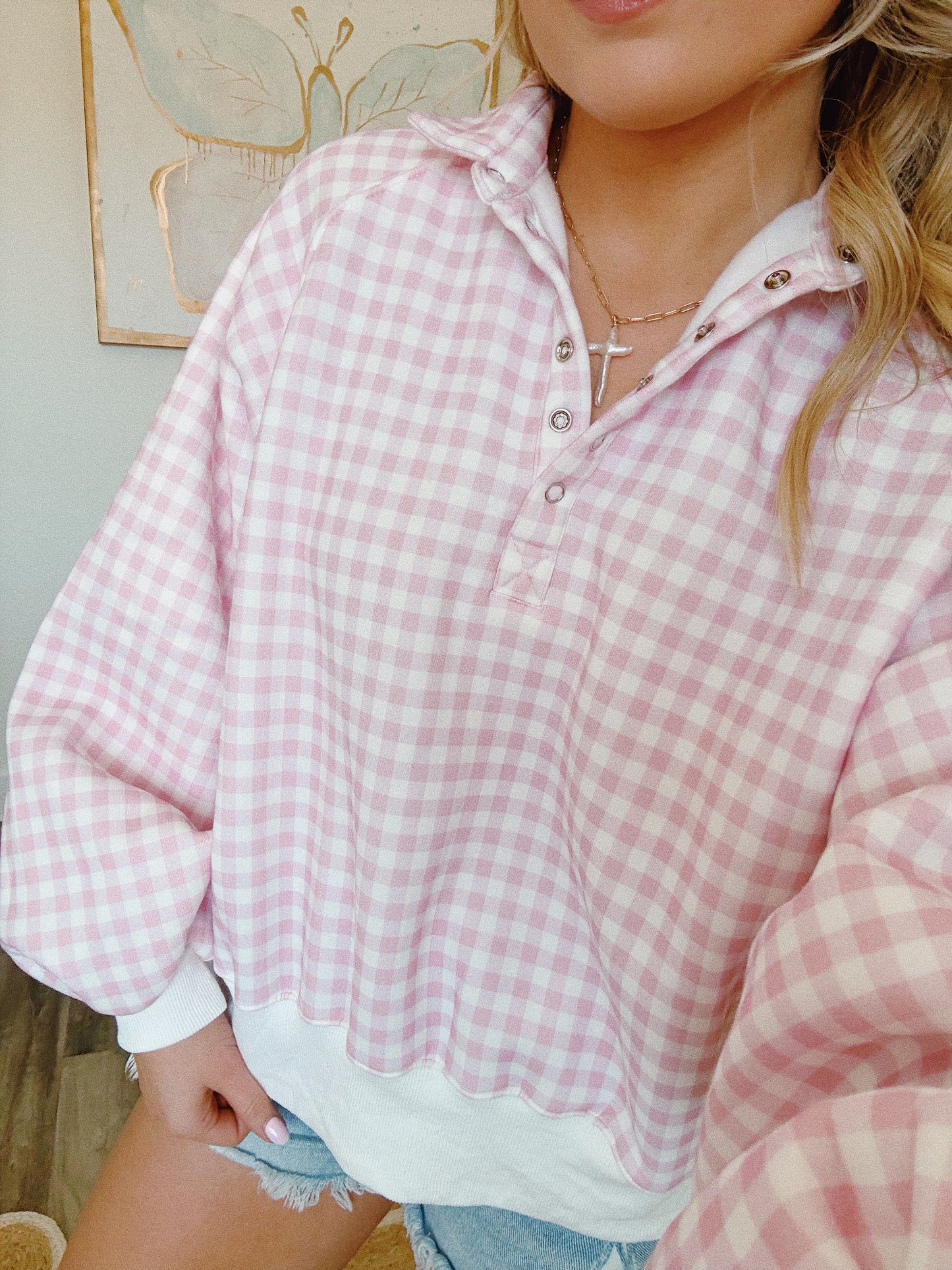 Gingham Pullover Top